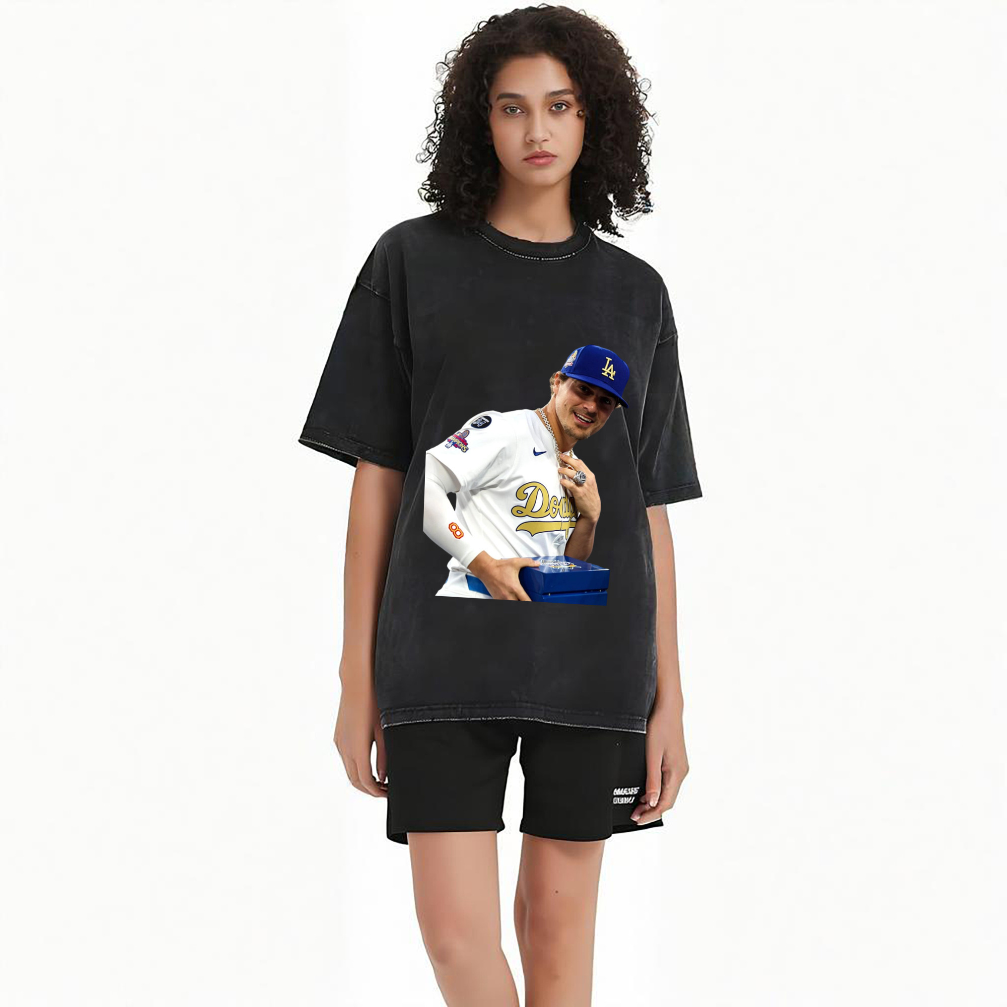  Washed Vintage Look 230g Cotton Oversized T-Shirt With Front Heat Transfer Print – Soft, Lightweight, Stylish Fit – Comfortable Casual Wear For Sports & Everyday Use