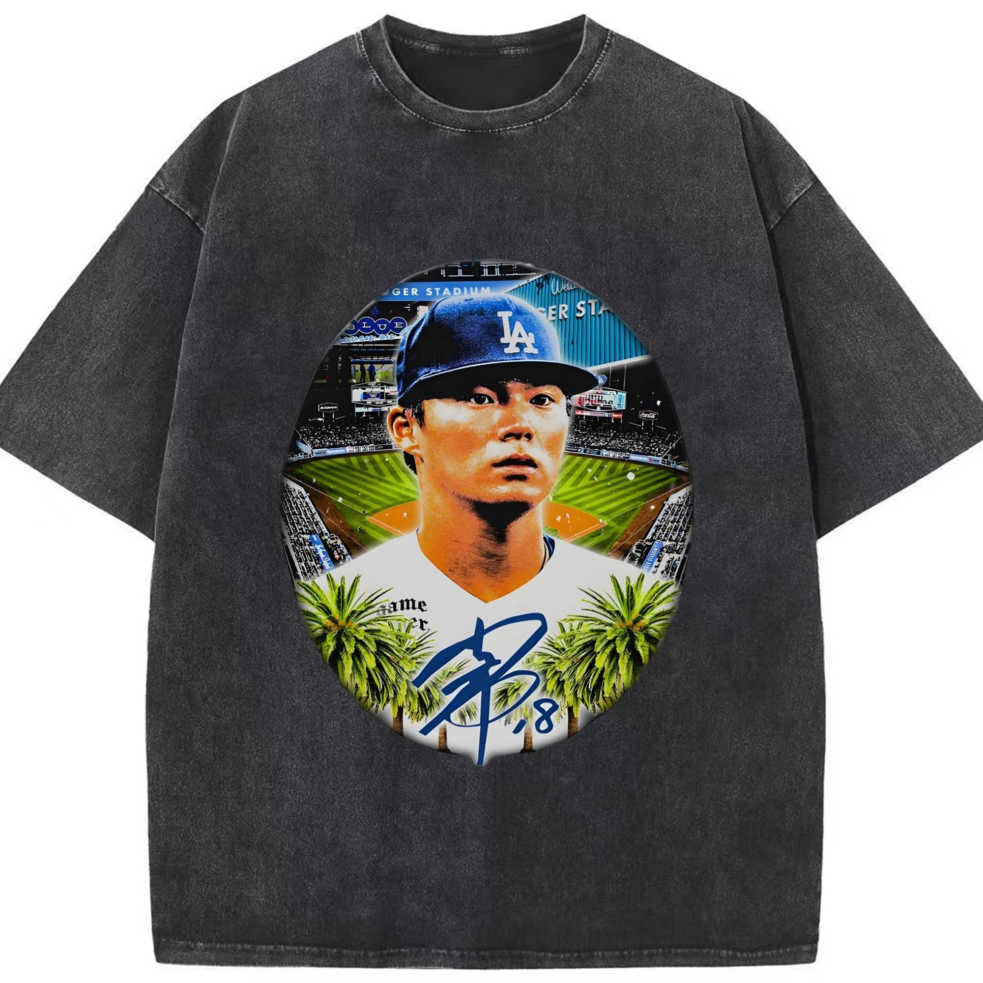  Washed Vintage Look 230g Cotton Oversized T-Shirt With Front Heat Transfer Print – Soft, Lightweight, Stylish Fit – Comfortable Casual Wear For Sports & Everyday Use