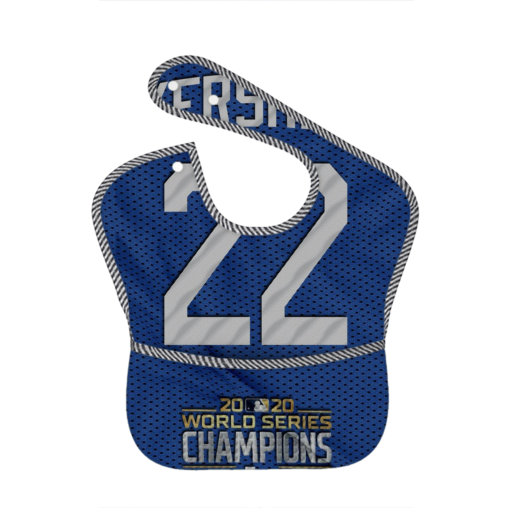 Clayton Kershaw 11 Adjustable Waterproof Toddler Bib – Full-Print Durable Polyester – Foldable Crumb Pocket – Easy Snap Closure – Soft