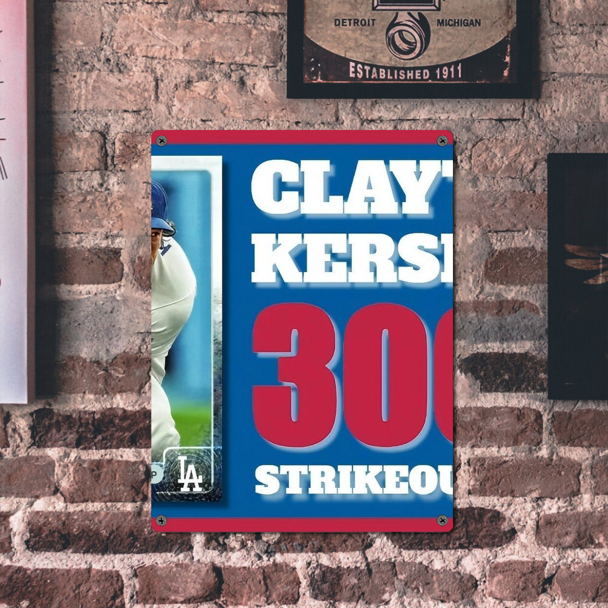 Clayton Kershaw  3K 1 Vintage Metal Tin Sign 12x16inch – Retro Wall Art Decor For Home, Bar, Kitchen, Bedroom, Office – Durable Iron Sheet Poster, Easy To Hang, Full-Color Printing