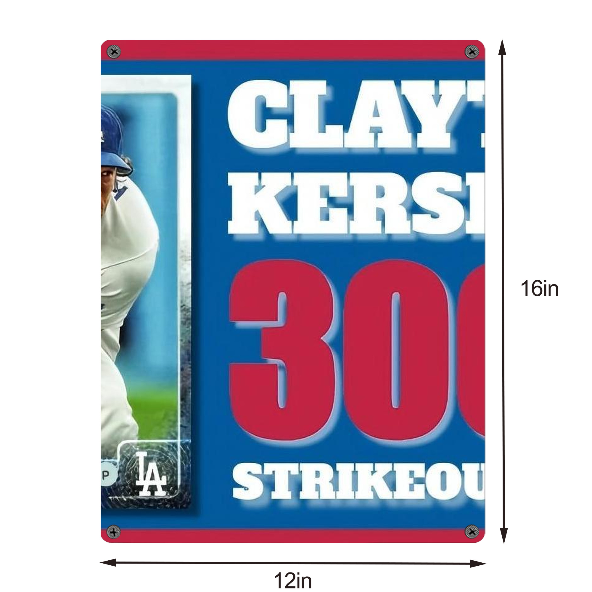 Clayton Kershaw  3K 1 Vintage Metal Tin Sign 12x16inch – Retro Wall Art Decor For Home, Bar, Kitchen, Bedroom, Office – Durable Iron Sheet Poster, Easy To Hang, Full-Color Printing