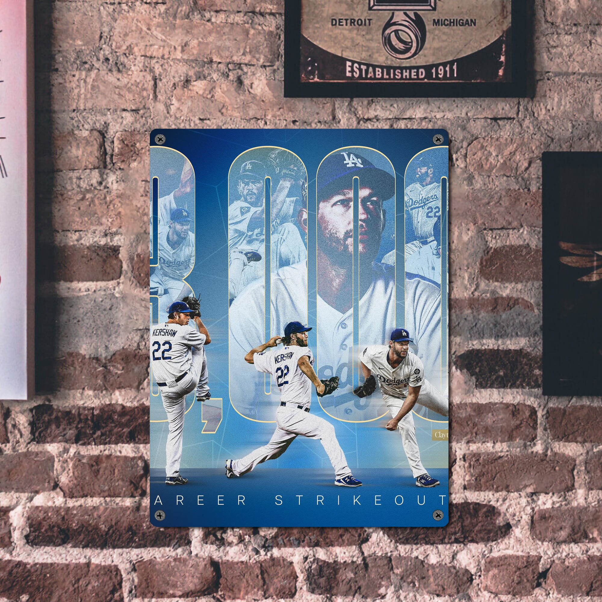 Clayton Kershaw  3K 6 Vintage Metal Tin Sign 12x16inch – Retro Wall Art Decor For Home, Bar, Kitchen, Bedroom, Office – Durable Iron Sheet Poster, Easy To Hang, Full-Color Printing