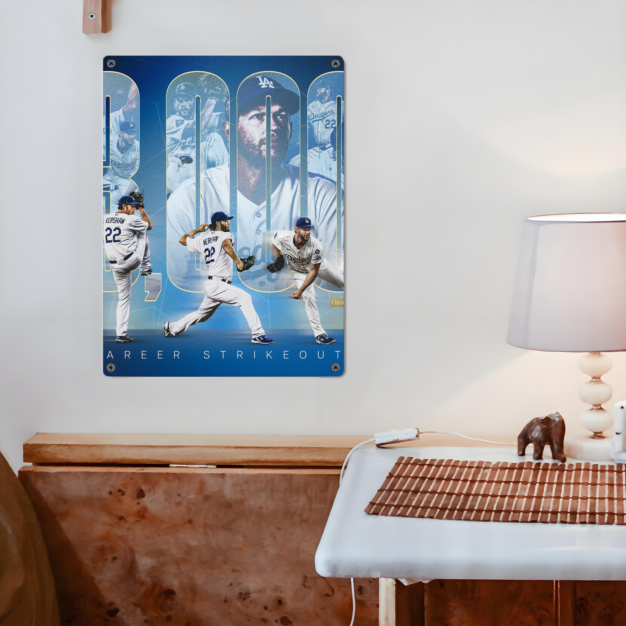 Clayton Kershaw  3K 6 Vintage Metal Tin Sign 12x16inch – Retro Wall Art Decor For Home, Bar, Kitchen, Bedroom, Office – Durable Iron Sheet Poster, Easy To Hang, Full-Color Printing