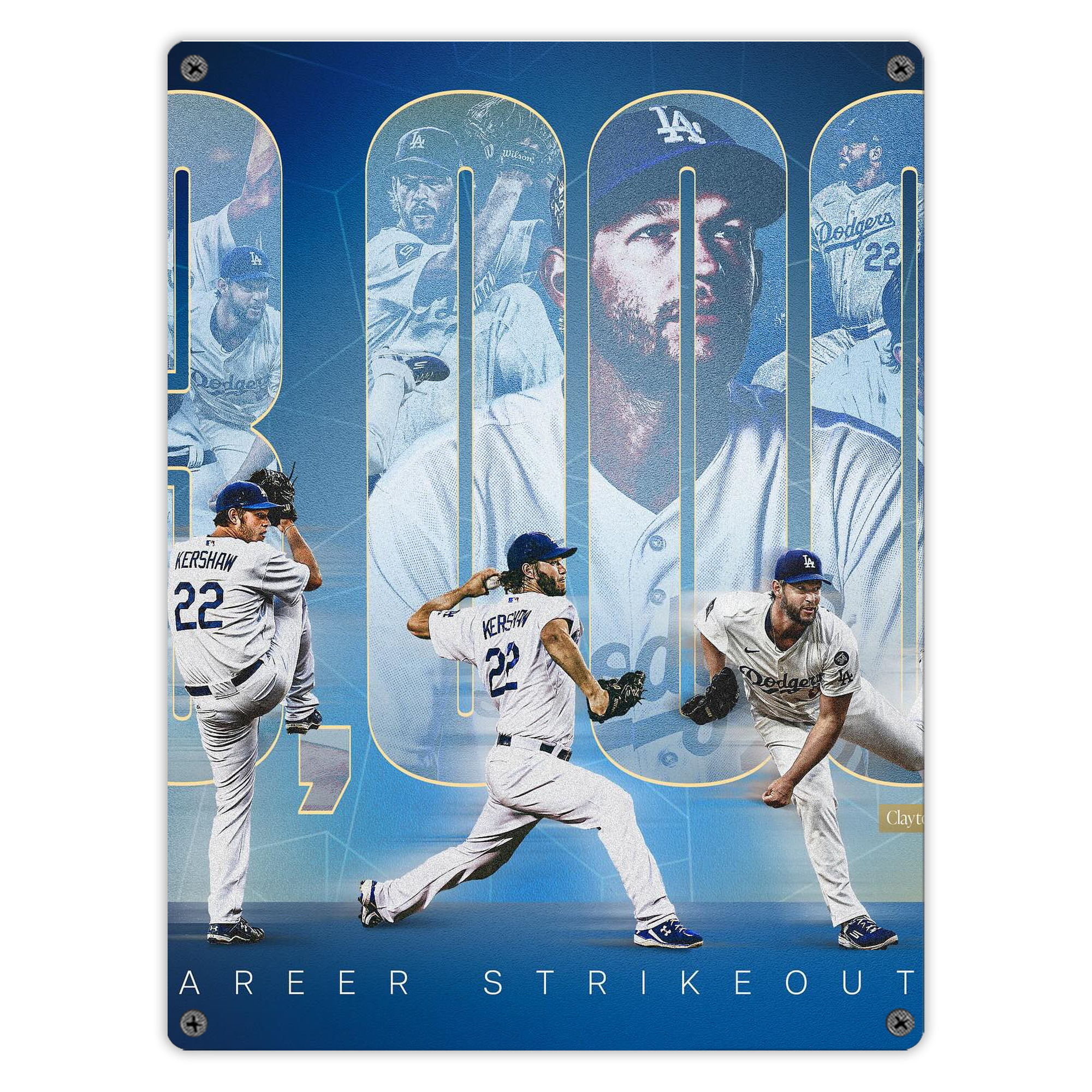 Clayton Kershaw  3K 6 Vintage Metal Tin Sign 12x16inch – Retro Wall Art Decor For Home, Bar, Kitchen, Bedroom, Office – Durable Iron Sheet Poster, Easy To Hang, Full-Color Printing