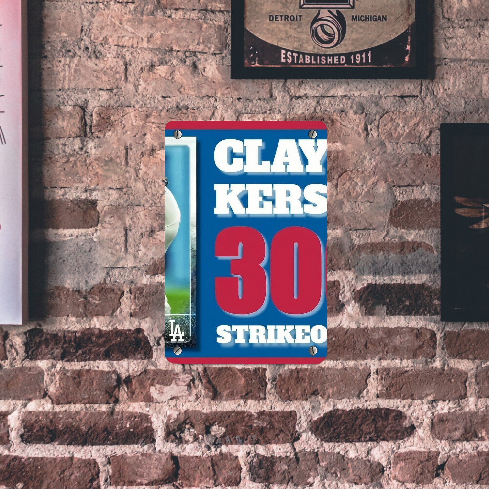 Clayton Kershaw  3K 1 Metal Tin Sign 8x12inch - High-Quality Full-Print Decorative Wall Art, Durable Rust-Resistant Metal Plaque For Living Room, Bedroom, Kitchen, Office, Bar Décor