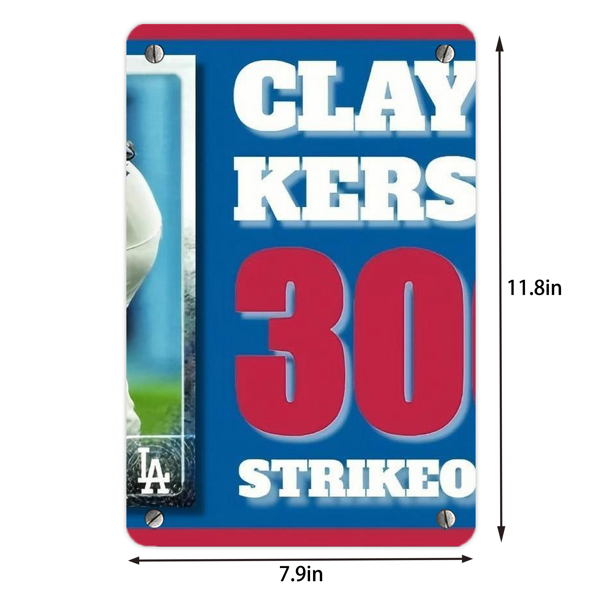 Clayton Kershaw  3K 1 Metal Tin Sign 8x12inch - High-Quality Full-Print Decorative Wall Art, Durable Rust-Resistant Metal Plaque For Living Room, Bedroom, Kitchen, Office, Bar Décor