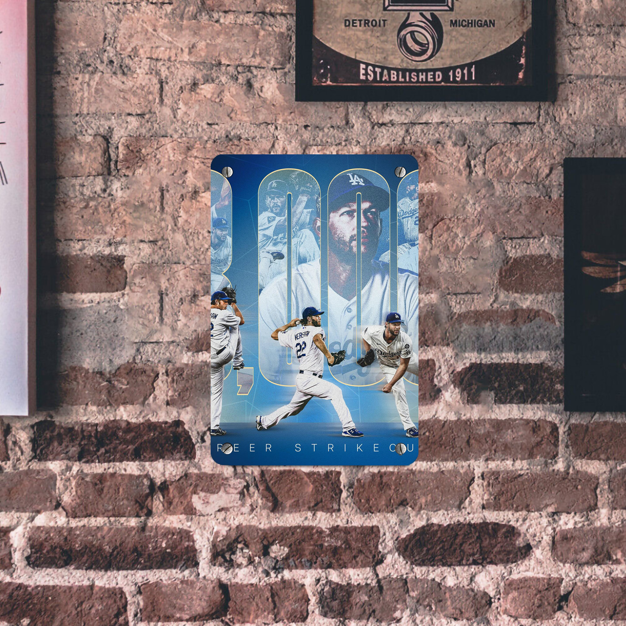 Clayton Kershaw  3K 6 Metal Tin Sign 8x12inch - High-Quality Full-Print Decorative Wall Art, Durable Rust-Resistant Metal Plaque For Living Room, Bedroom, Kitchen, Office, Bar Décor