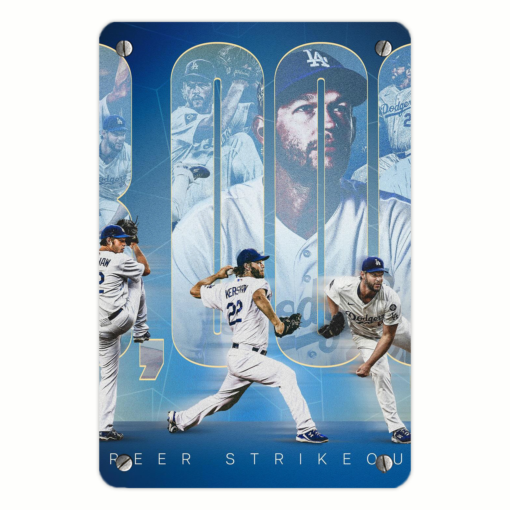 Clayton Kershaw  3K 6 Metal Tin Sign 8x12inch - High-Quality Full-Print Decorative Wall Art, Durable Rust-Resistant Metal Plaque For Living Room, Bedroom, Kitchen, Office, Bar Décor