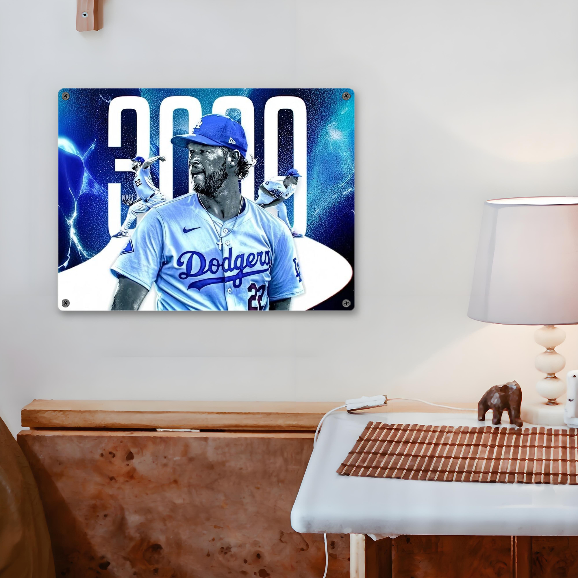 Clayton Kershaw  3K 2 Vintage Metal Tin Sign 16x12 – Full-Print Iron Wall Decor – Durable, Fade-Resistant – Easy To Hang – Ideal For Home, Bar, Kitchen & Office Decor