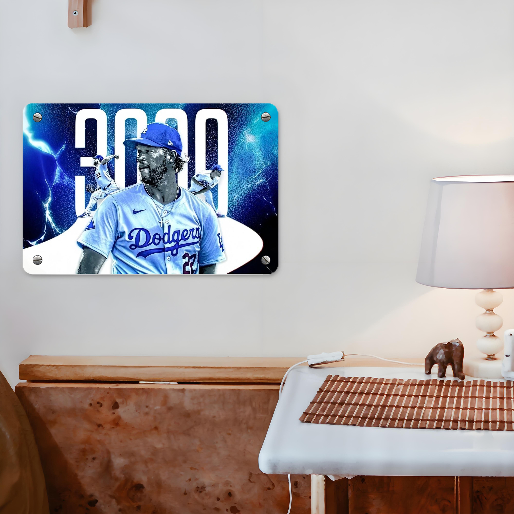 Clayton Kershaw  3K 2 Metal Tin Sign 12x8inch - Premium Full-Print Decorative Wall Art, Durable Rust-Resistant Metal Plaque For Living Room, Bedroom, Kitchen, Office, Bar Décor