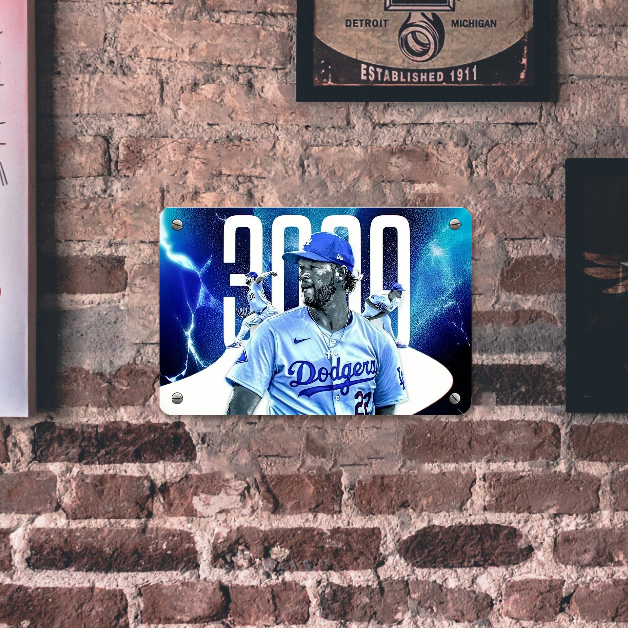 Clayton Kershaw  3K 2 Metal Tin Sign 12x8inch - Premium Full-Print Decorative Wall Art, Durable Rust-Resistant Metal Plaque For Living Room, Bedroom, Kitchen, Office, Bar Décor