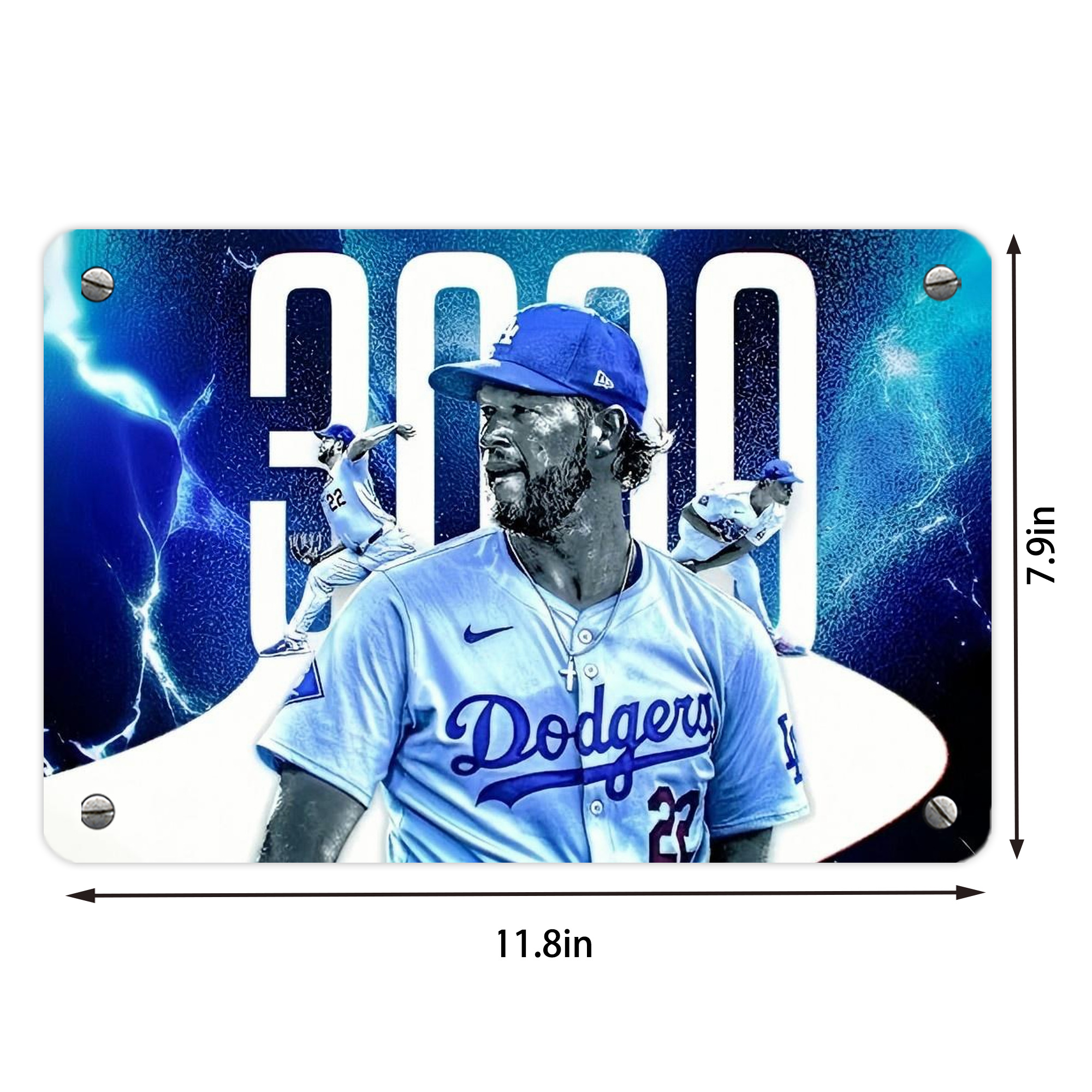 Clayton Kershaw  3K 2 Metal Tin Sign 12x8inch - Premium Full-Print Decorative Wall Art, Durable Rust-Resistant Metal Plaque For Living Room, Bedroom, Kitchen, Office, Bar Décor