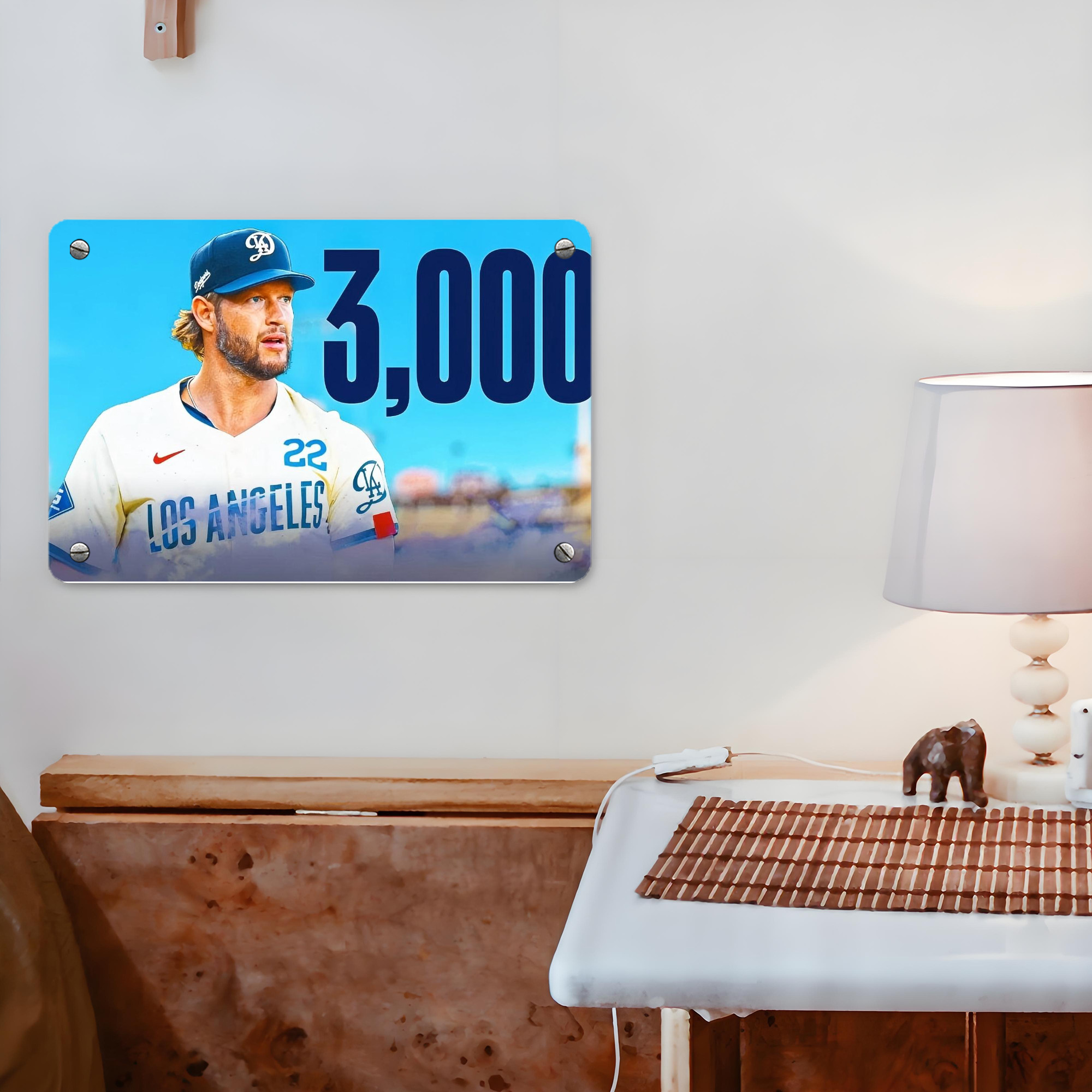 Clayton Kershaw  3K 13 Metal Tin Sign 12x8inch - Premium Full-Print Decorative Wall Art, Durable Rust-Resistant Metal Plaque For Living Room, Bedroom, Kitchen, Office, Bar Décor