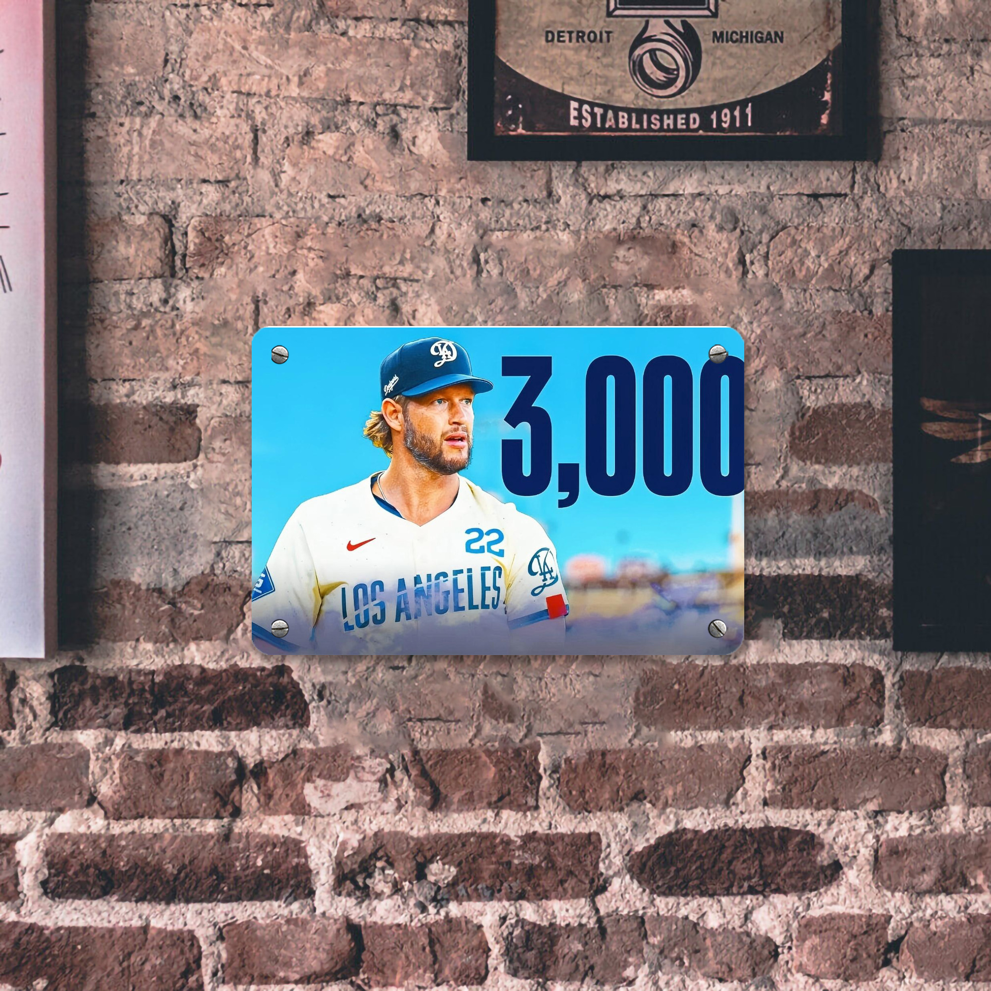 Clayton Kershaw  3K 13 Metal Tin Sign 12x8inch - Premium Full-Print Decorative Wall Art, Durable Rust-Resistant Metal Plaque For Living Room, Bedroom, Kitchen, Office, Bar Décor