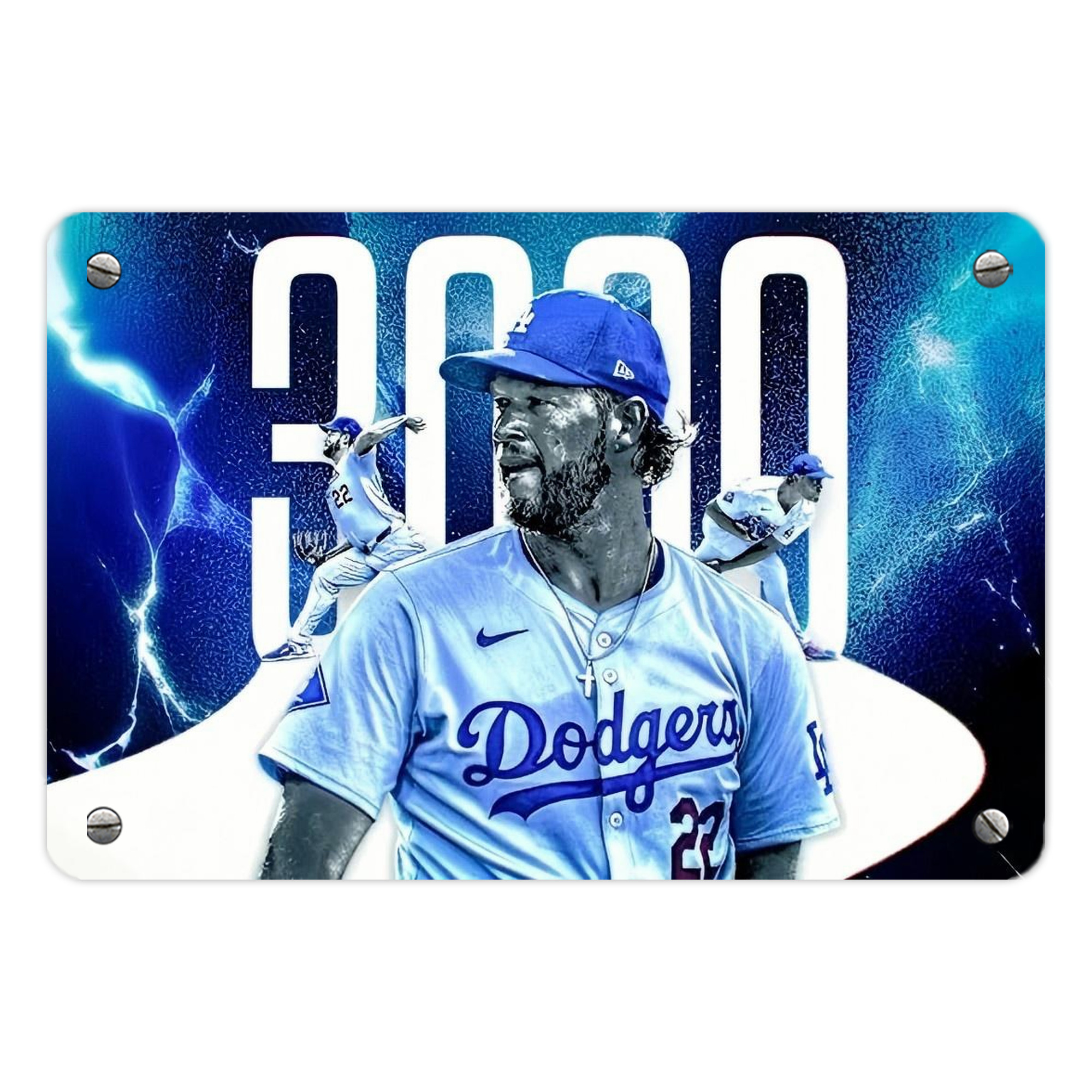 Clayton Kershaw  3K 2 Metal Tin Sign 12x8inch - Premium Full-Print Decorative Wall Art, Durable Rust-Resistant Metal Plaque For Living Room, Bedroom, Kitchen, Office, Bar Décor