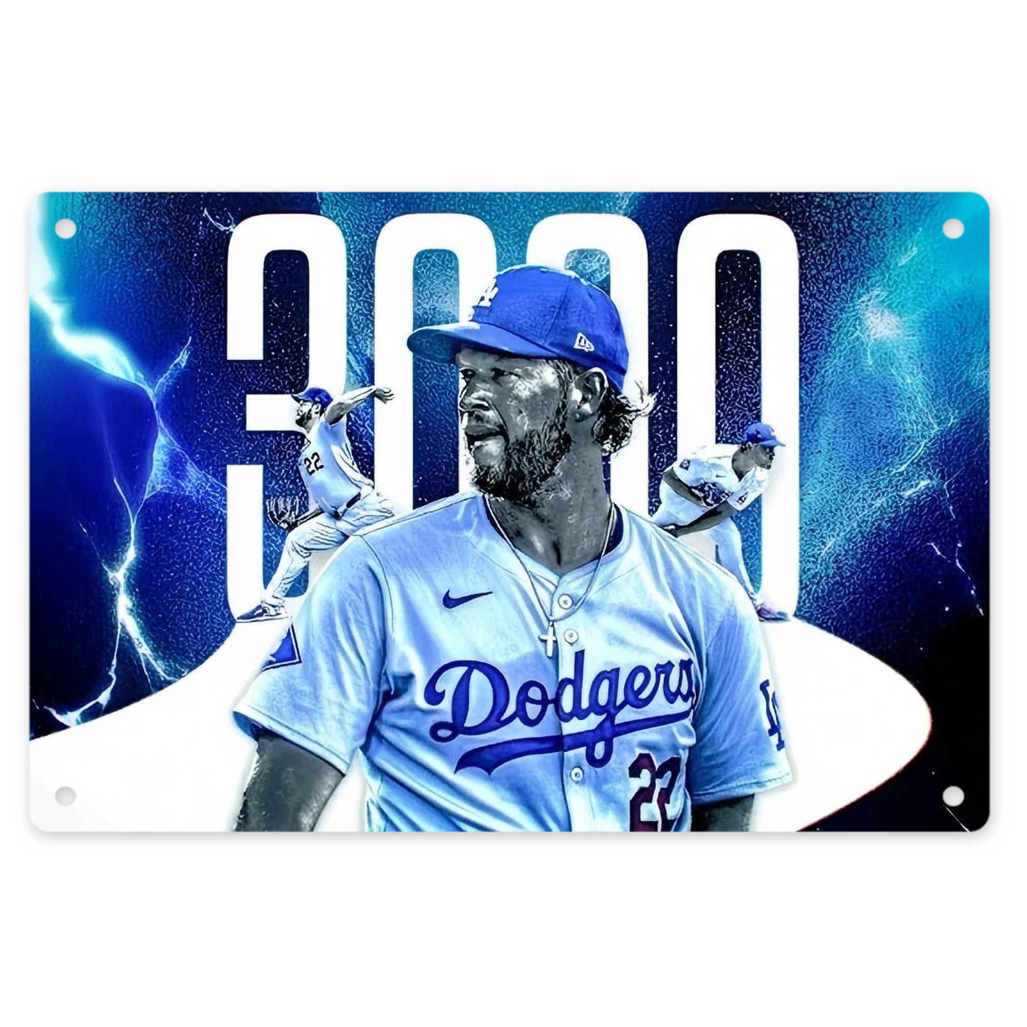 Clayton Kershaw  3K 2 Decorative Aluminum Plaque – Horizontal Design – Durable, Stylish, Easy To Install – Ideal For Home, Office, Bar, And More