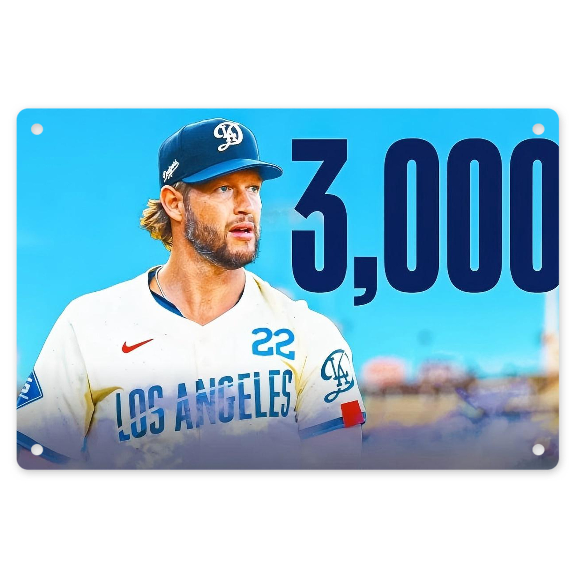 Clayton Kershaw  3K 13 Decorative Aluminum Plaque – Horizontal Design – Durable, Stylish, Easy To Install – Ideal For Home, Office, Bar, And More