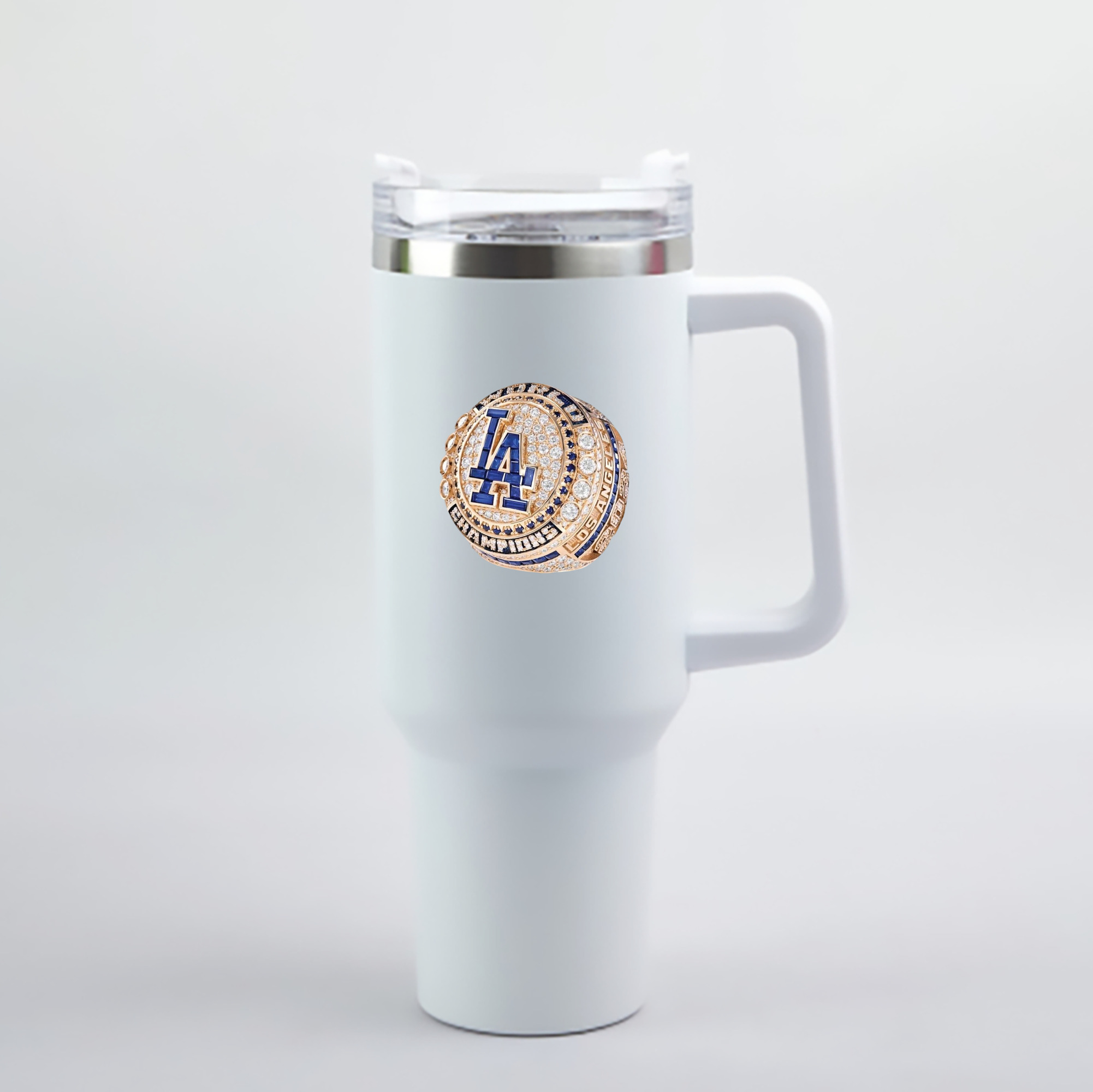  40oz Handle Car Cup With Crystal Sticker Design – Durable Stainless Steel Travel Mug With Reusable Straw – Double Wall Insulated