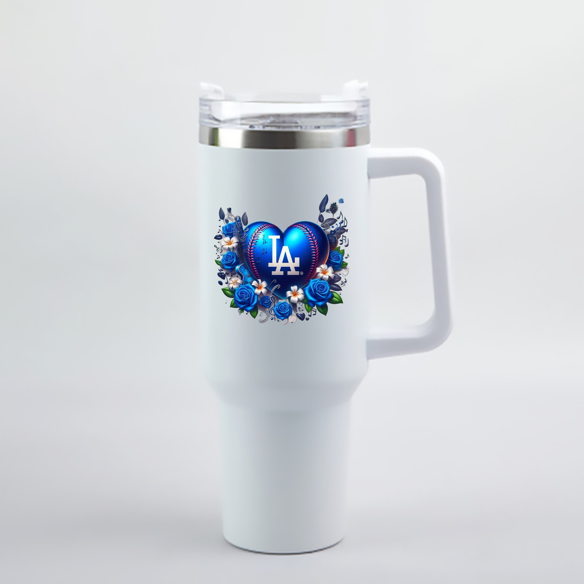  40oz Handle Car Cup With Crystal Sticker Design – Durable Stainless Steel Travel Mug With Reusable Straw – Double Wall Insulated