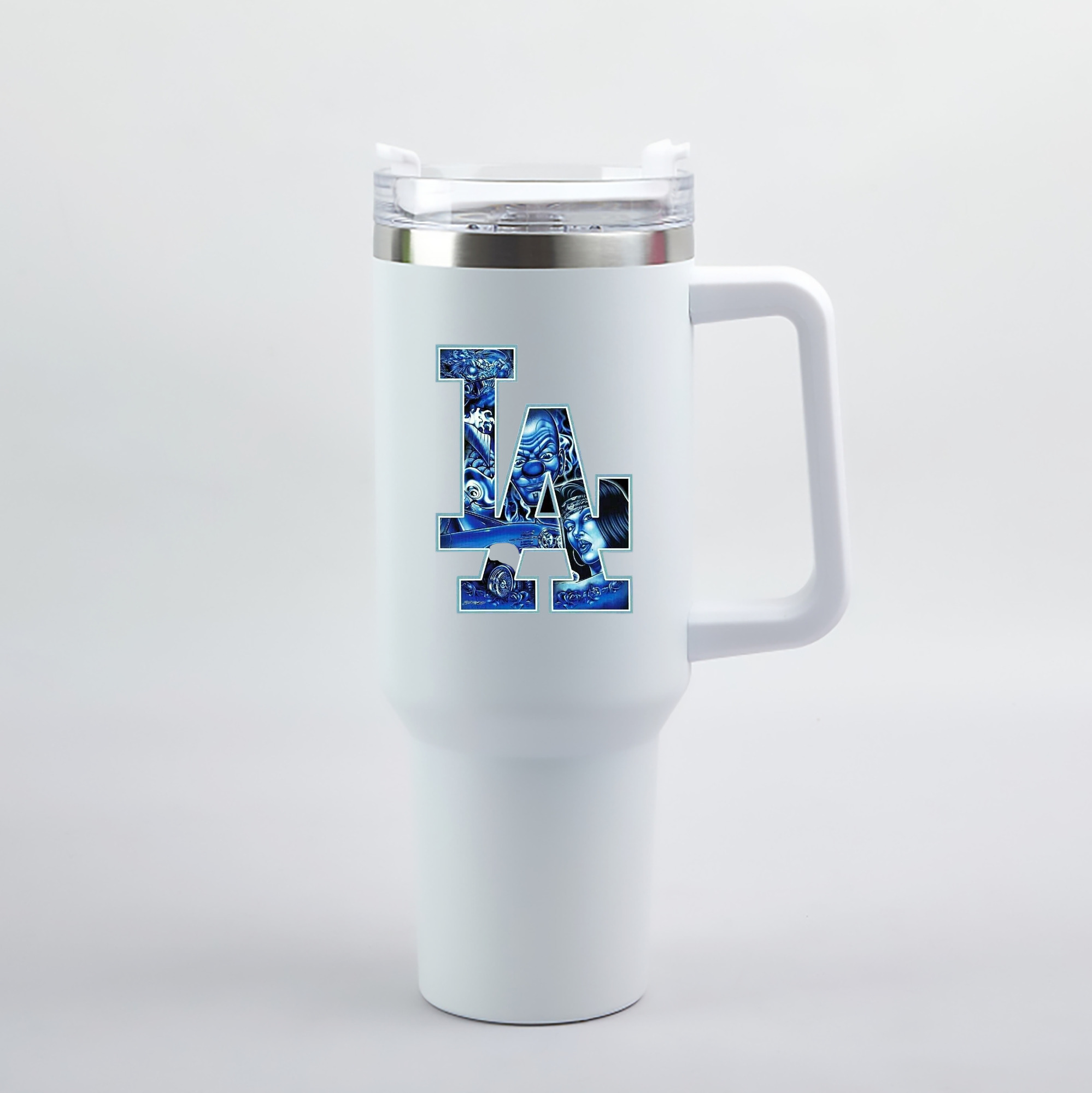  40oz Handle Car Tumbler – Durable Stainless Steel Travel Mug With UV Print – Double Wall Insulated, Fits Most Car Cup Holders