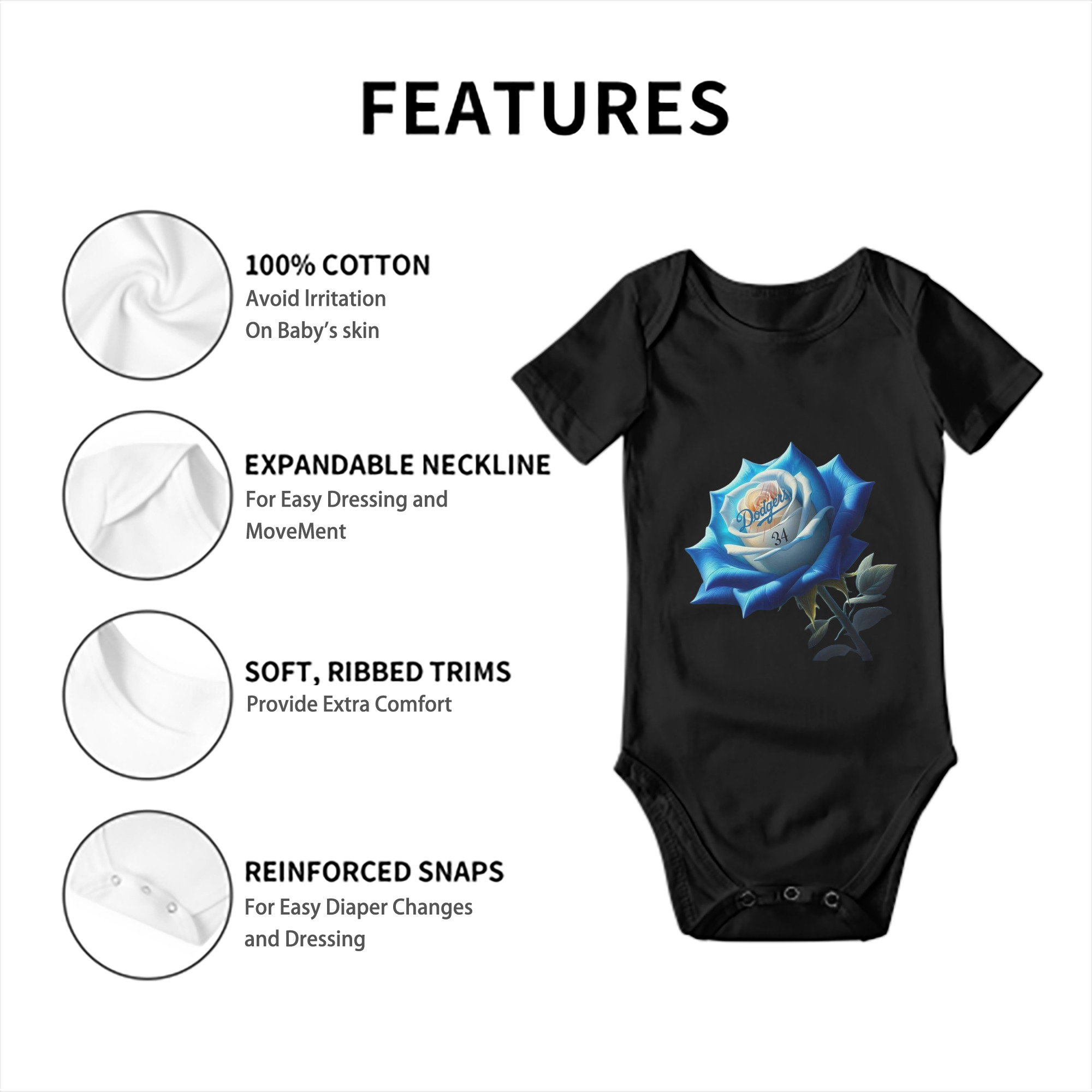  Baby Short Sleeve Romper – 100% Cotton Soft & Breathable Digital Print Onesie With Easy Snap Closure And Envelope Shoulder – Comfortable For Daily Wear & Travel
