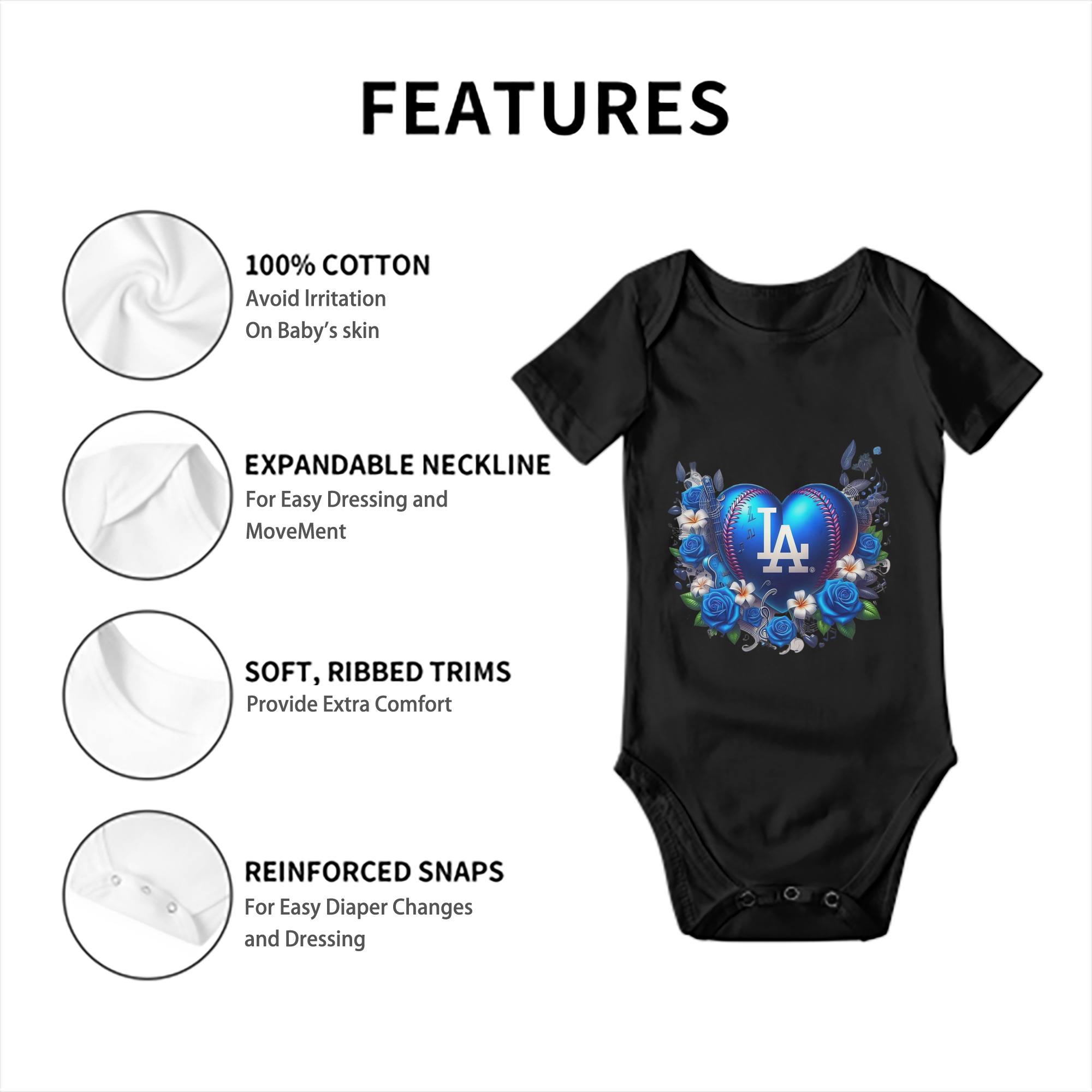  Baby Short Sleeve Romper – 100% Cotton Soft & Breathable Digital Print Onesie With Easy Snap Closure And Envelope Shoulder – Comfortable For Daily Wear & Travel