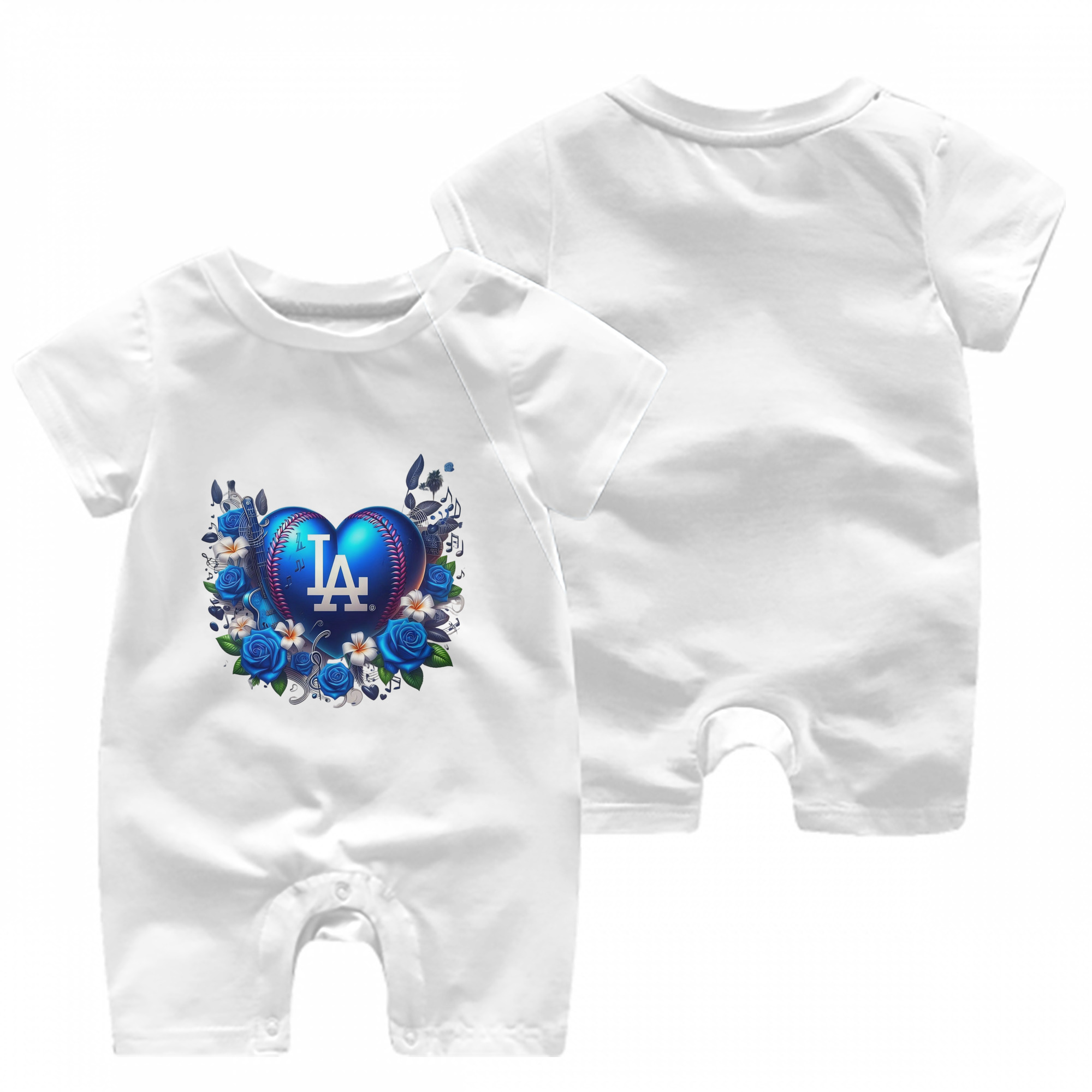  Baby Short Sleeve Onesie – 100% Cotton Soft & Breathable Digital Print Romper – Double-Sided Print, Snap Closure For Easy Diaper Changes – Comfortable For Boys & Girls