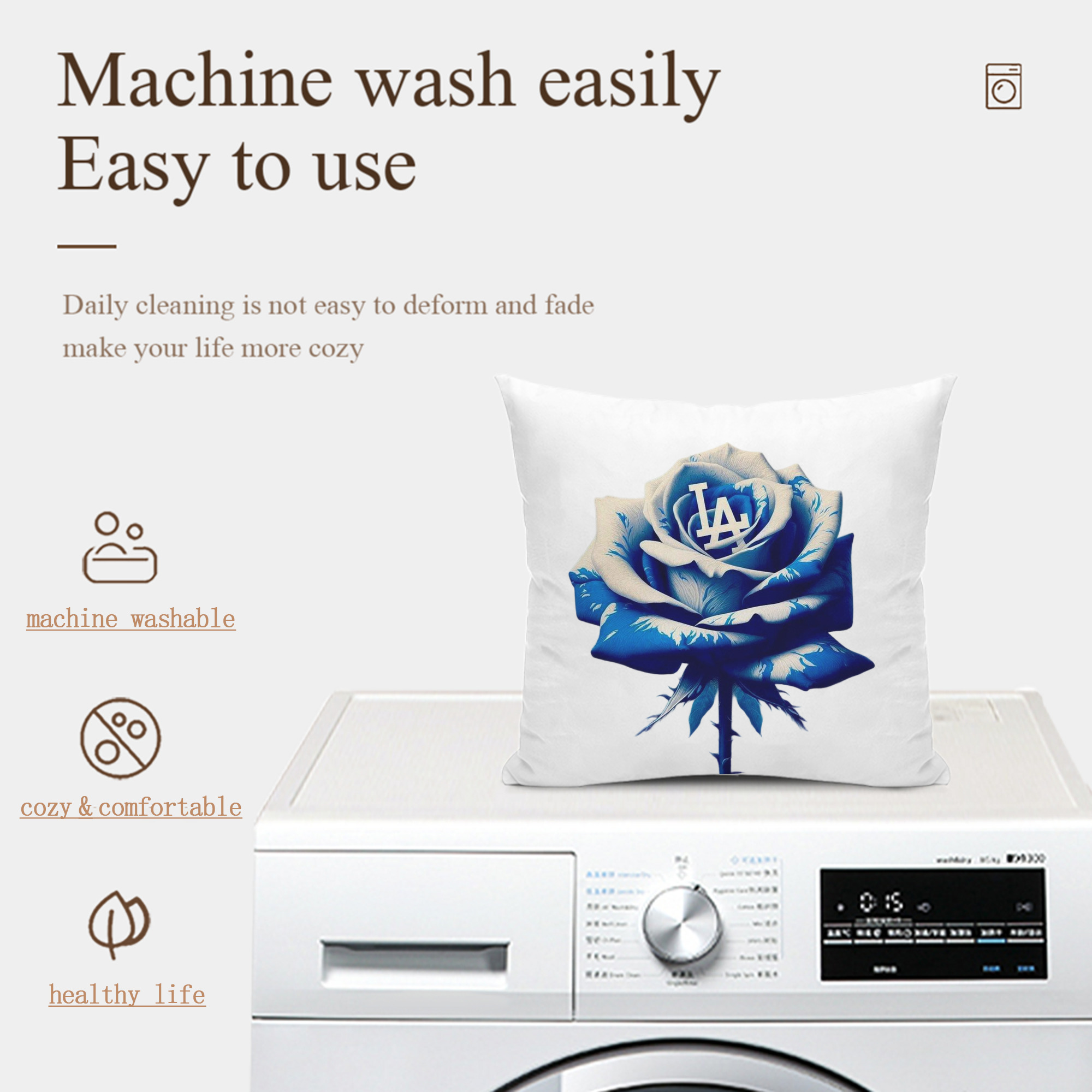  Soft Polyester Pillow Cover With Insert – Double-Sided Design, Invisible Zipper, Durable & Breathable – Easy Care Cushion Set