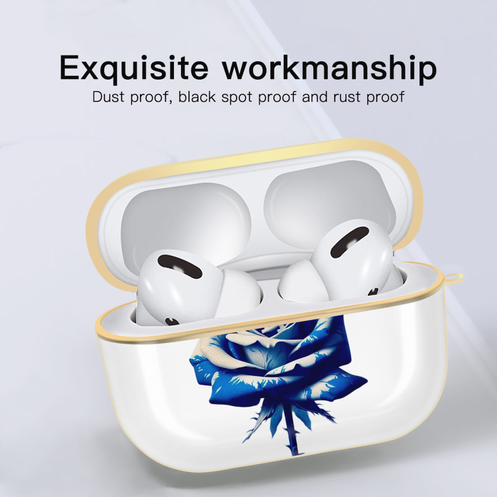  Luxury Gold AirPods Pro Case With Keychain, Flexible PC Material, Full Protection, Precise Cutouts, Anti-Fingerprint, Washable, Durable Design