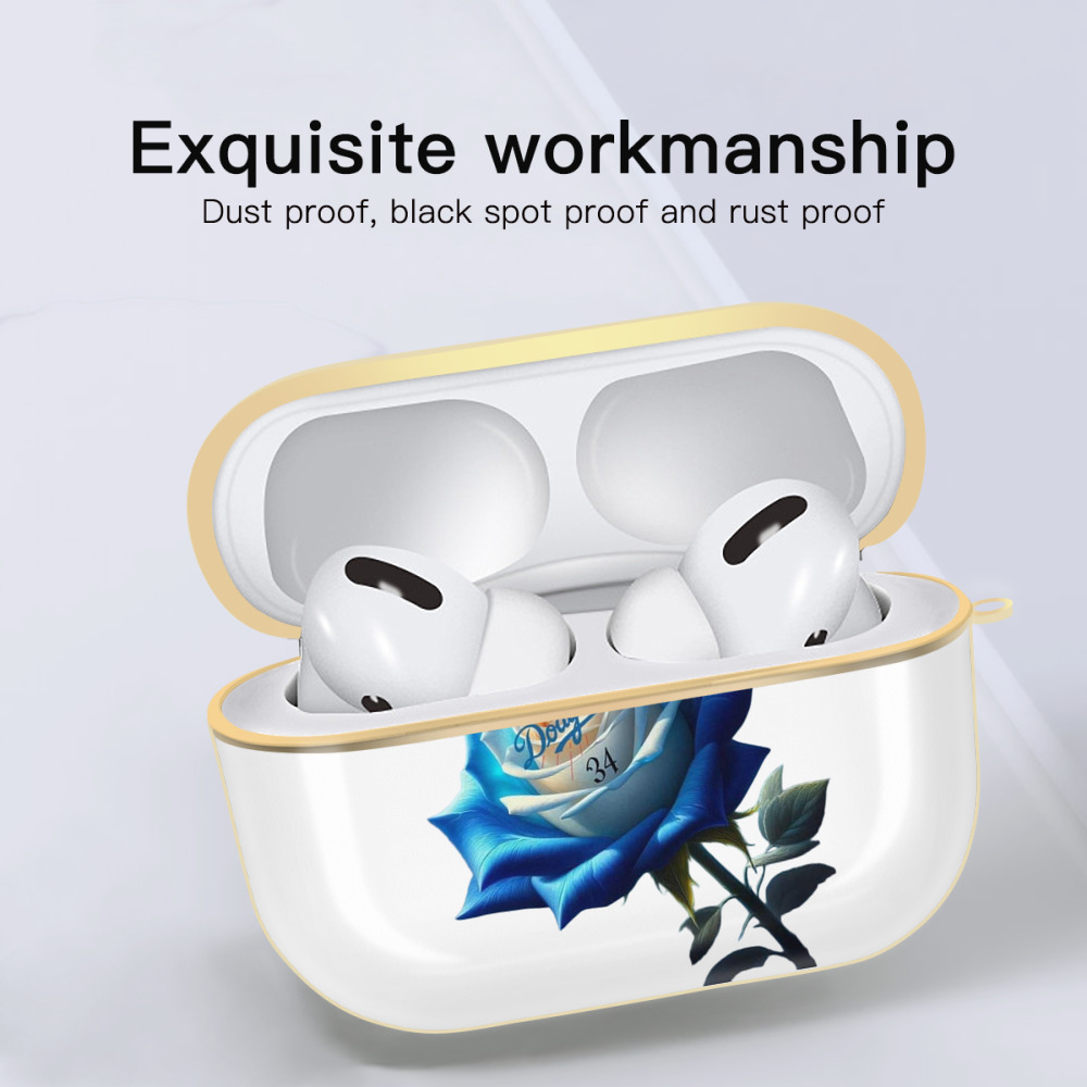  Luxury Gold AirPods Pro Case With Keychain, Flexible PC Material, Full Protection, Precise Cutouts, Anti-Fingerprint, Washable, Durable Design