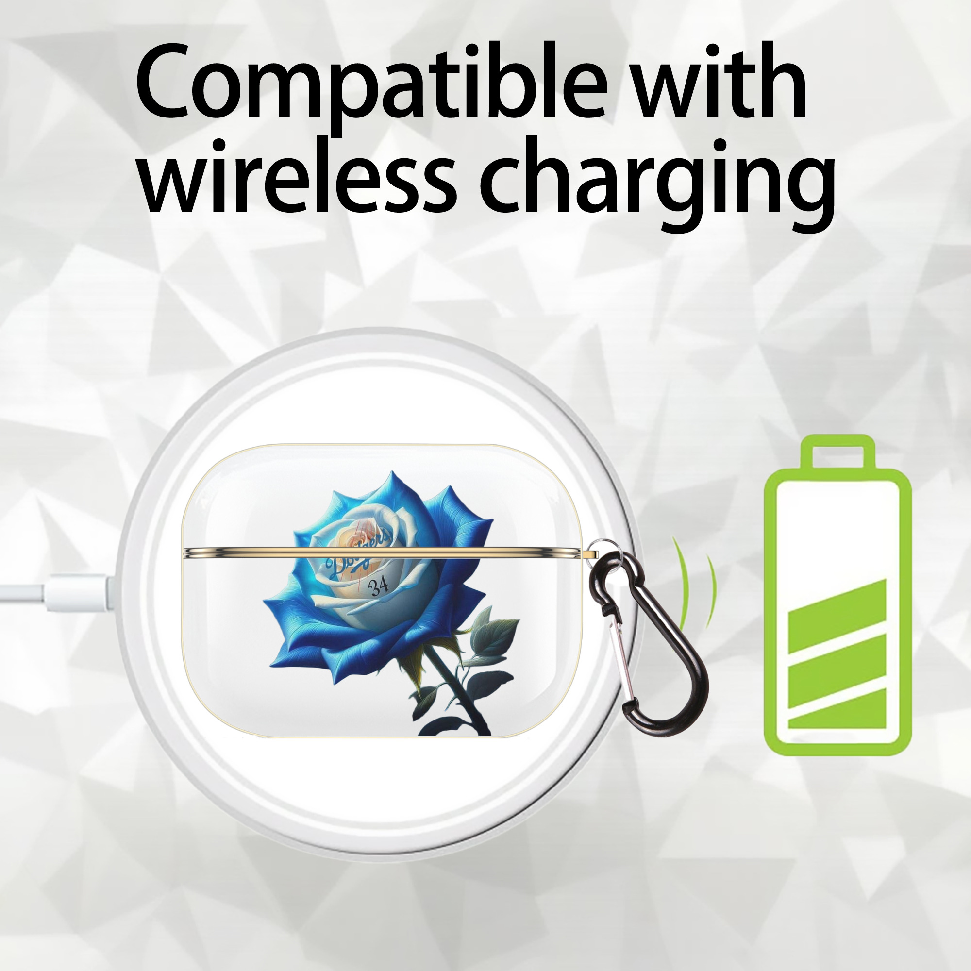  Luxury Gold AirPods Pro Case With Keychain, Flexible PC Material, Full Protection, Precise Cutouts, Anti-Fingerprint, Washable, Durable Design