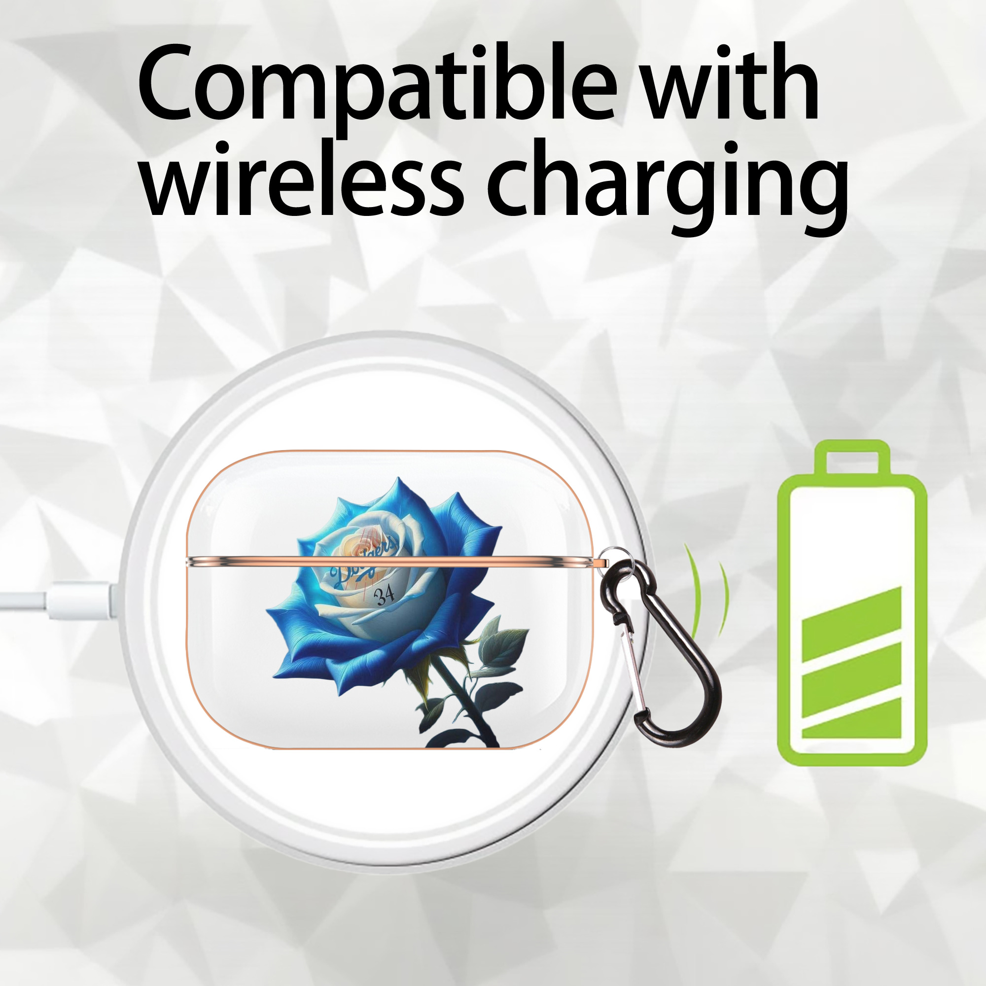  AirPods Pro Protective Case Rose Gold, Flexible PC Material, Precise Fit, Anti-Slip Cover, Full Protection, Fingerprint Resistant, Washable With Keychain