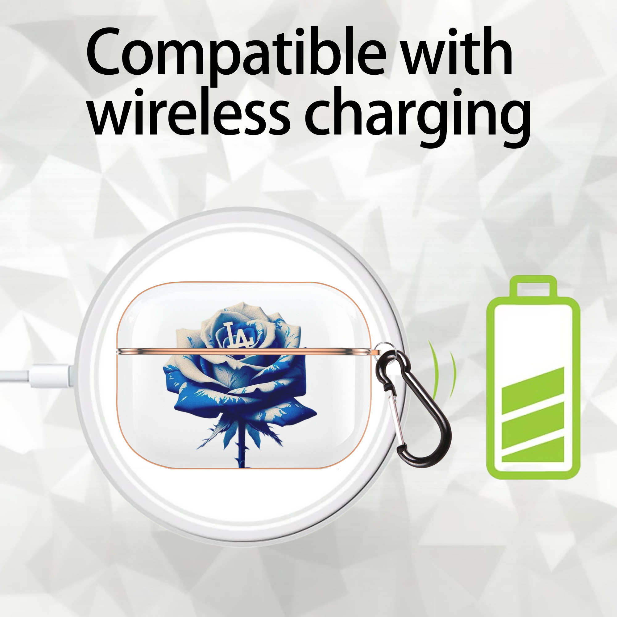  AirPods Pro Protective Case Rose Gold, Flexible PC Material, Precise Fit, Anti-Slip Cover, Full Protection, Fingerprint Resistant, Washable With Keychain