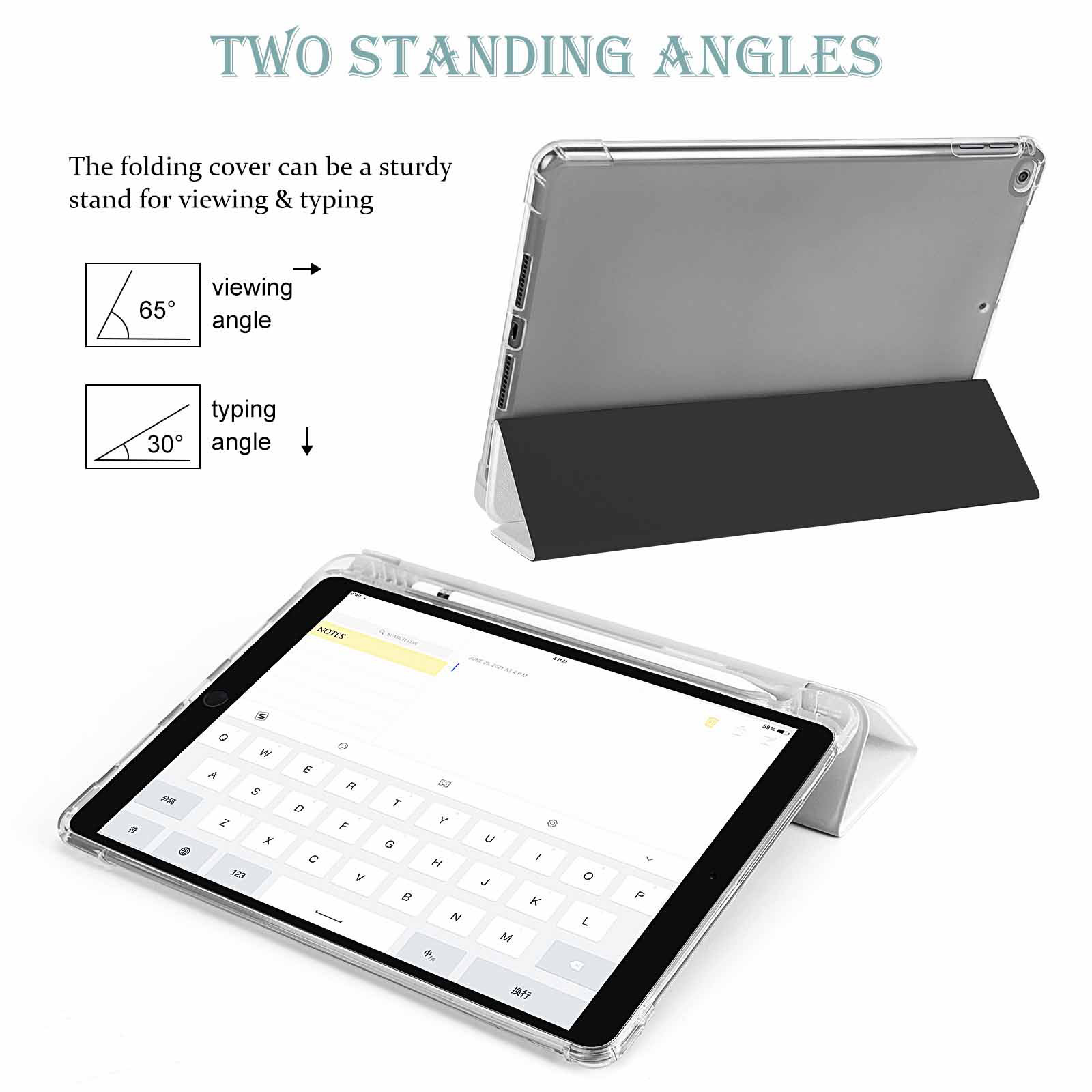  Premium Tri-Fold PU Leather & Silicone IPad Case With Pencil Slot – Fits 9.5,10.5,10.9 – Adjustable Stand, Slim, Protective