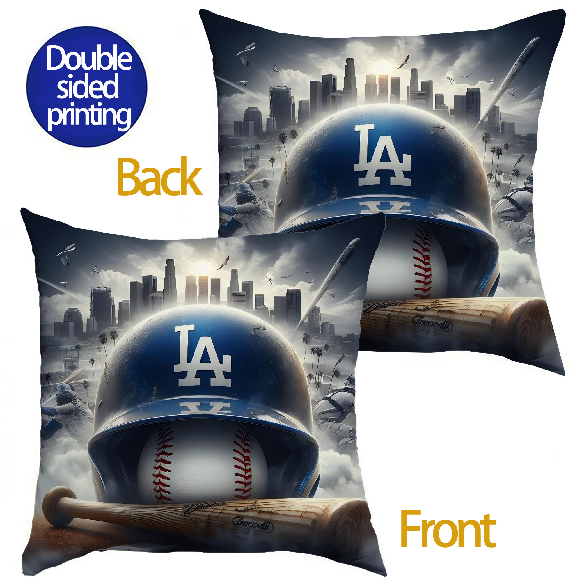  Soft Polyester Pillow Cover With Insert – Double-Sided Design, Invisible Zipper, Durable & Breathable – Easy Care Cushion Set