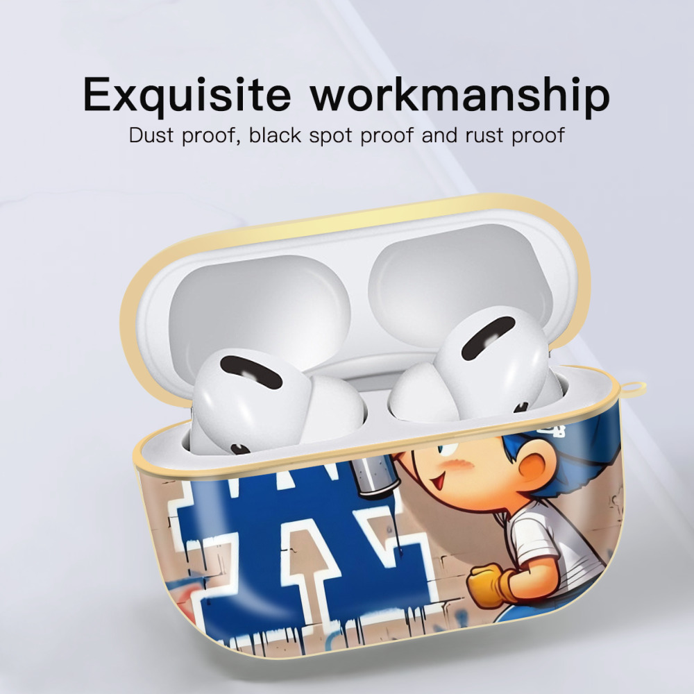  Luxury Gold AirPods Pro Case With Keychain, Flexible PC Material, Full Protection, Precise Cutouts, Anti-Fingerprint, Washable, Durable Design