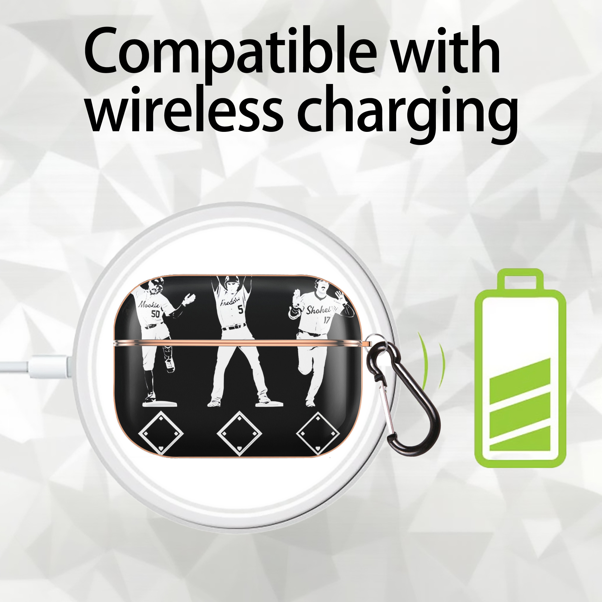  AirPods Pro Protective Case Rose Gold, Flexible PC Material, Precise Fit, Anti-Slip Cover, Full Protection, Fingerprint Resistant, Washable With Keychain