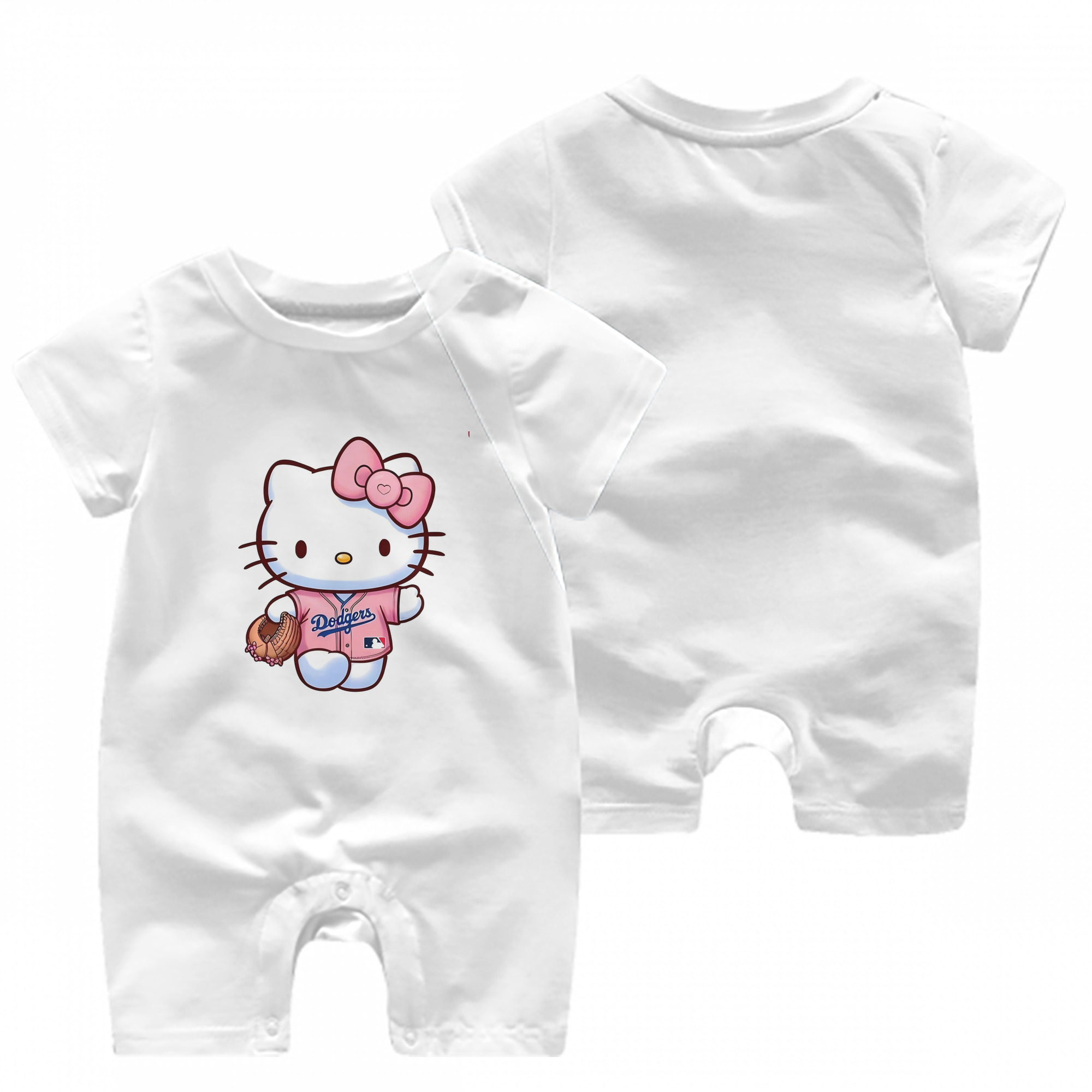  Baby Short Sleeve Onesie – 100% Cotton Soft & Breathable Digital Print Romper – Double-Sided Print, Snap Closure For Easy Diaper Changes – Comfortable For Boys & Girls