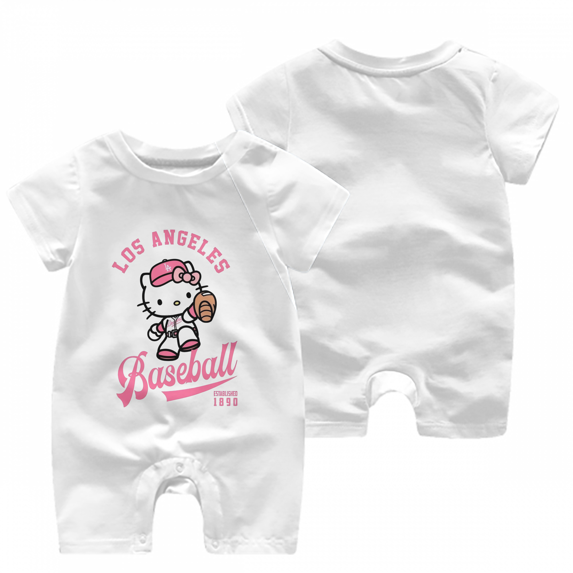  Baby Short Sleeve Onesie – 100% Cotton Soft & Breathable Digital Print Romper – Double-Sided Print, Snap Closure For Easy Diaper Changes – Comfortable For Boys & Girls