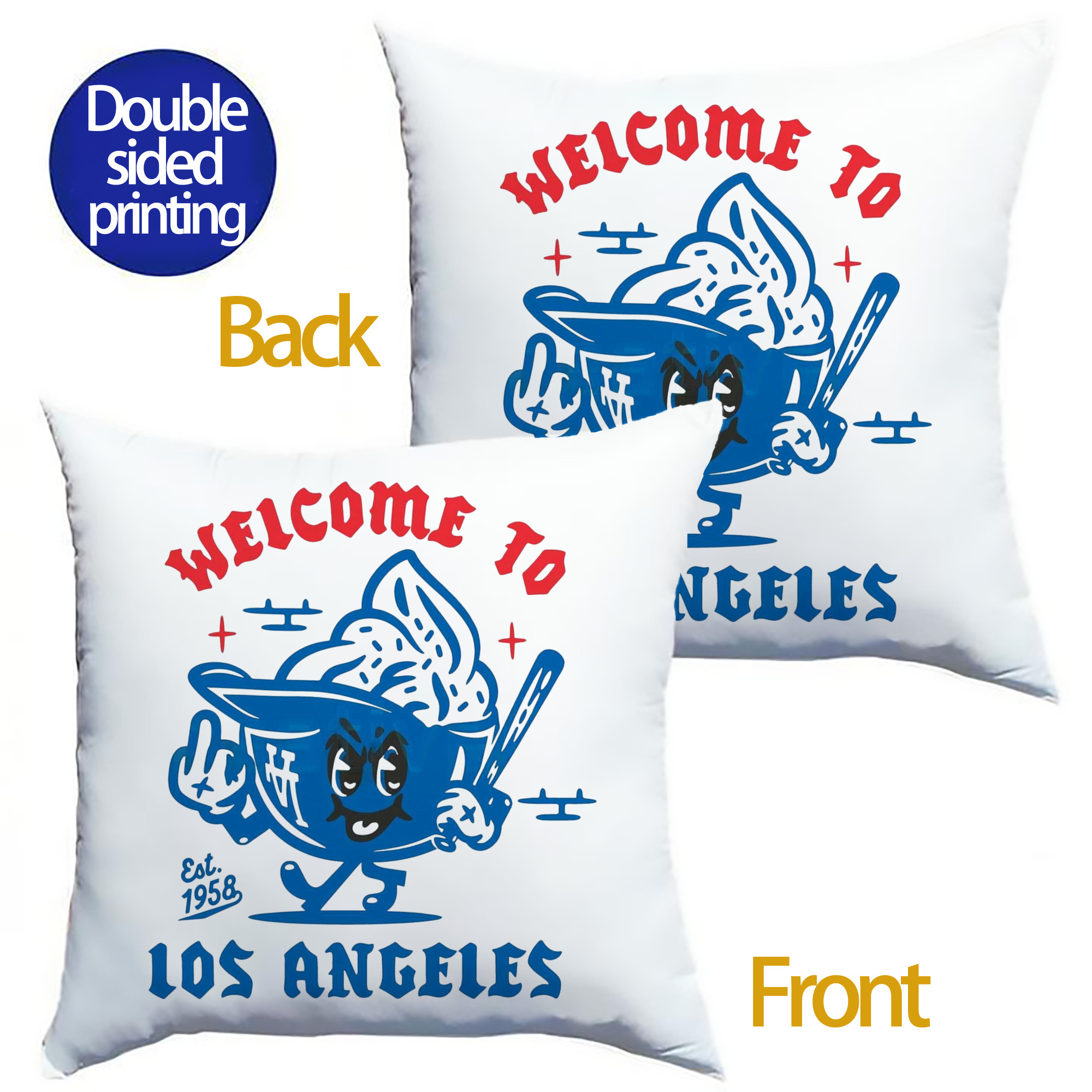  Soft Polyester Pillow Cover With Insert – Double-Sided Design, Invisible Zipper, Durable & Breathable – Easy Care Cushion Set