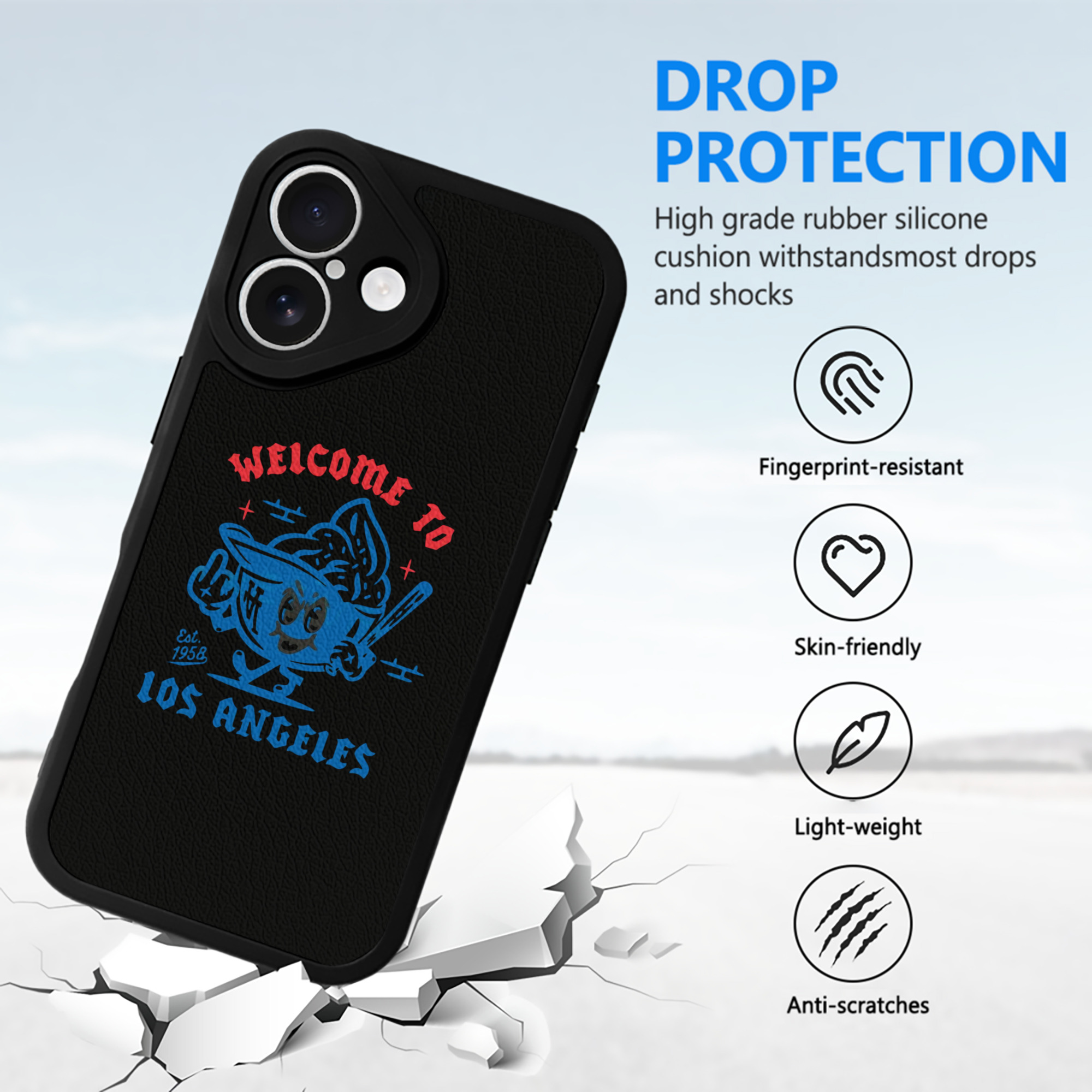  IPhone 16 Silicone Leather Case – UV Print, Lambskin Texture – Perfect Fit, Wireless Charging Compatible, Scratch Resistant, Precise Cutouts – Stylish Protection For IPhone 16