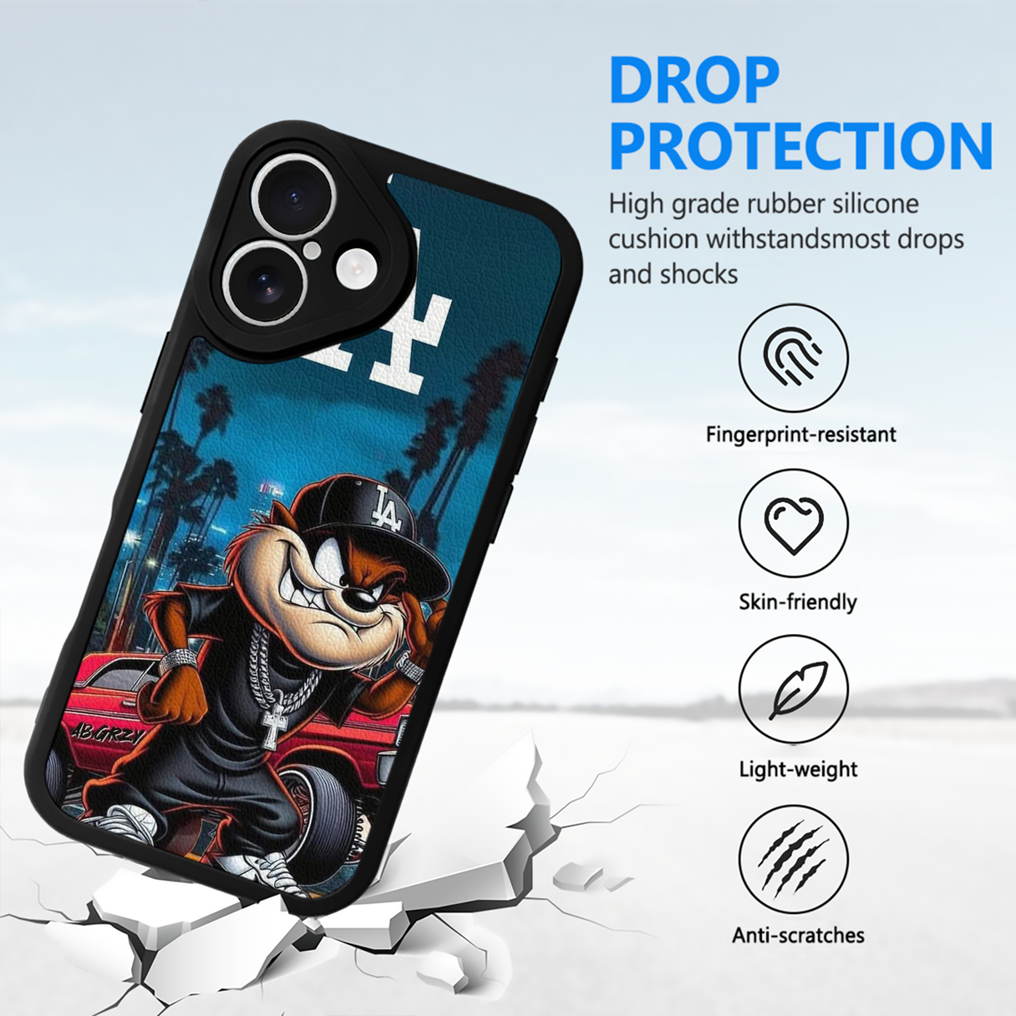  IPhone 16 Silicone Leather Case – UV Print, Lambskin Texture – Perfect Fit, Wireless Charging Compatible, Scratch Resistant, Precise Cutouts – Stylish Protection For IPhone 16