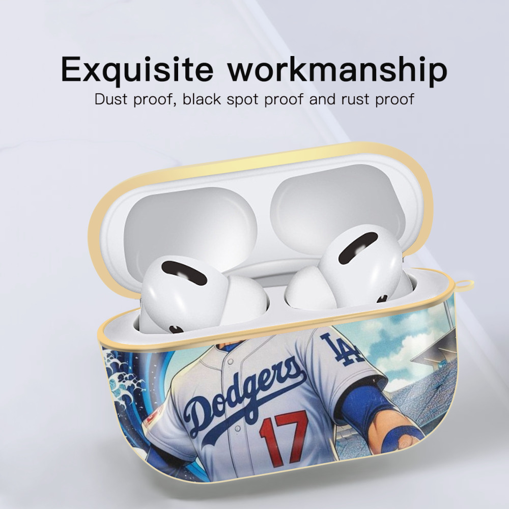  Luxury Gold AirPods Pro Case With Keychain, Flexible PC Material, Full Protection, Precise Cutouts, Anti-Fingerprint, Washable, Durable Design