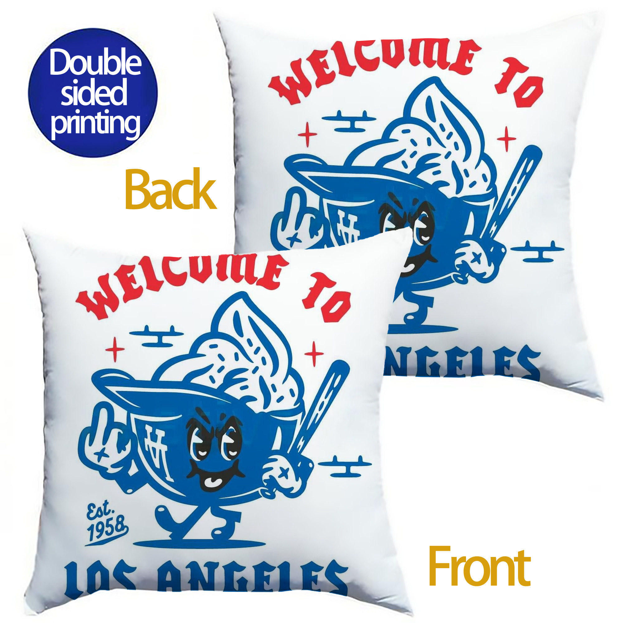  Soft Polyester Pillow Cover With Insert – Double-Sided Design, Invisible Zipper, Durable & Breathable – Easy Care Cushion Set