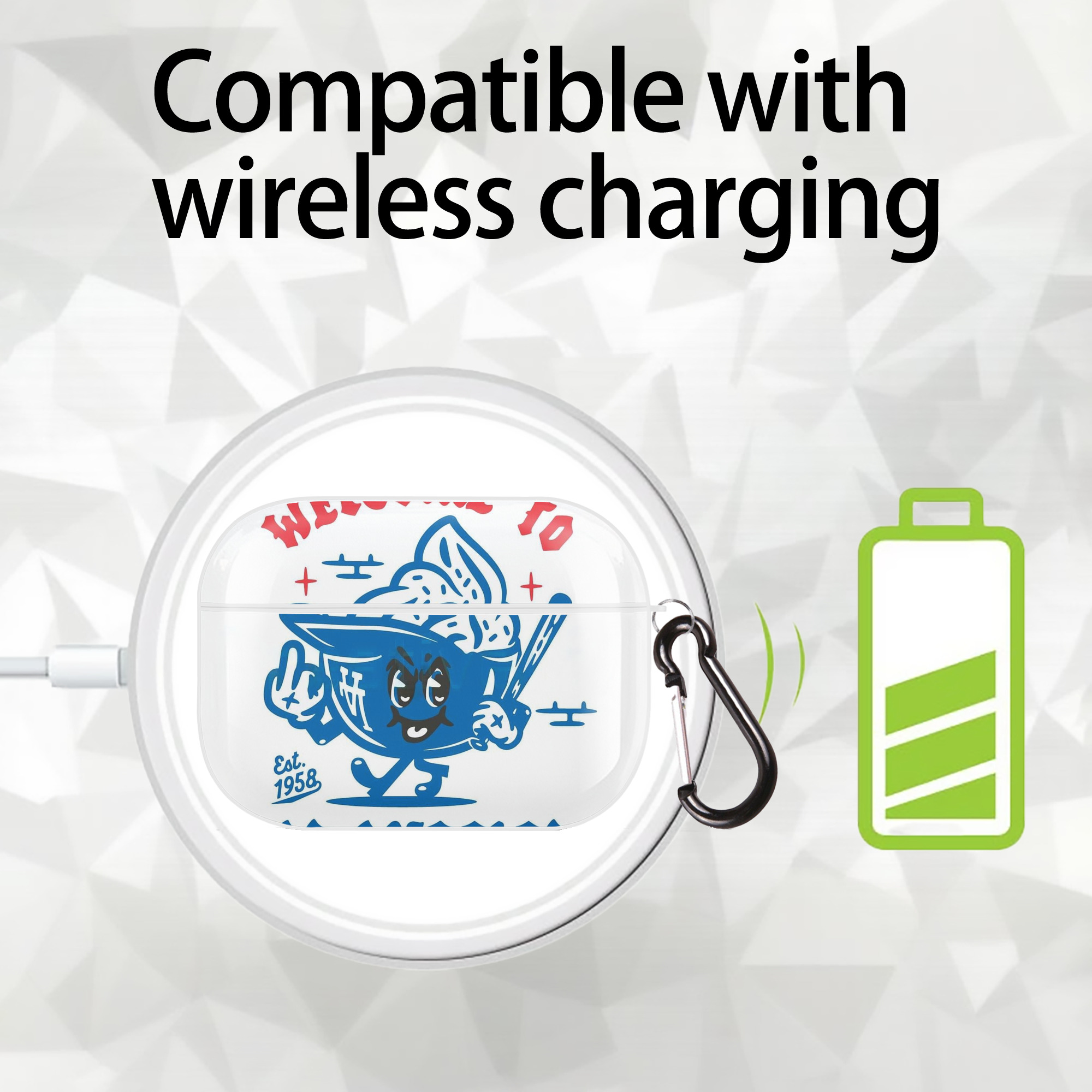  AirPods Pro Hard Case White With Keychain, Durable Flexible PC, Precise Cutouts, Anti-Fingerprint, Yellowing & Scratch Resistant, Full Protection, Washable