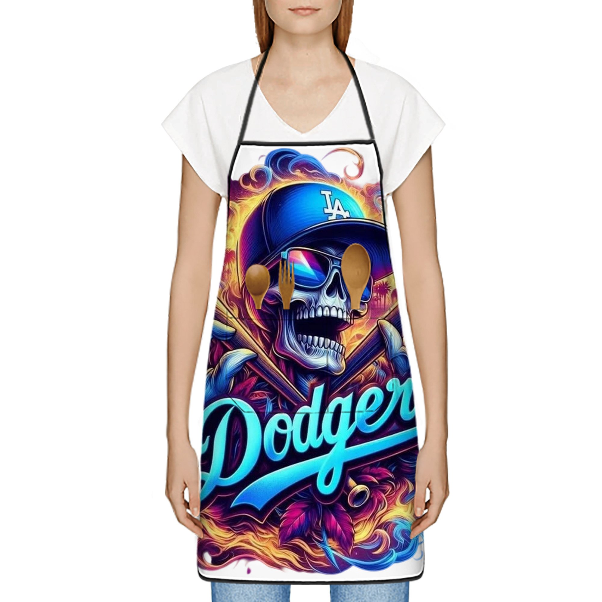 Stain-Resistant Polyester Apron With Pocket – Full Print, Waterproof, Anti-Wrinkle, Anti-Pilling – Ideal For Kitchen, BBQ, Restaurant, Salon & More