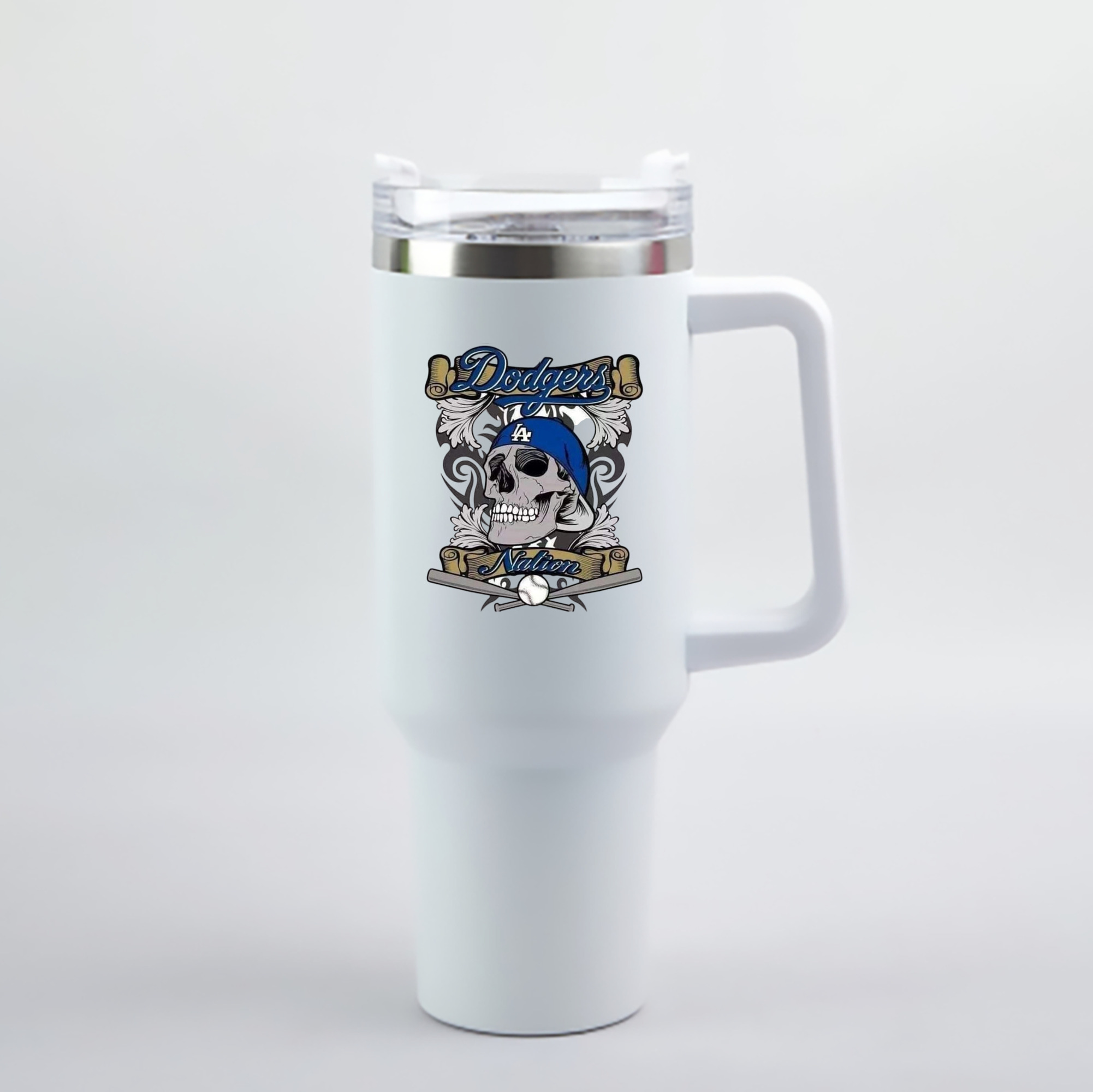  40oz Handle Car Cup With Crystal Sticker Design – Durable Stainless Steel Travel Mug With Reusable Straw – Double Wall Insulated