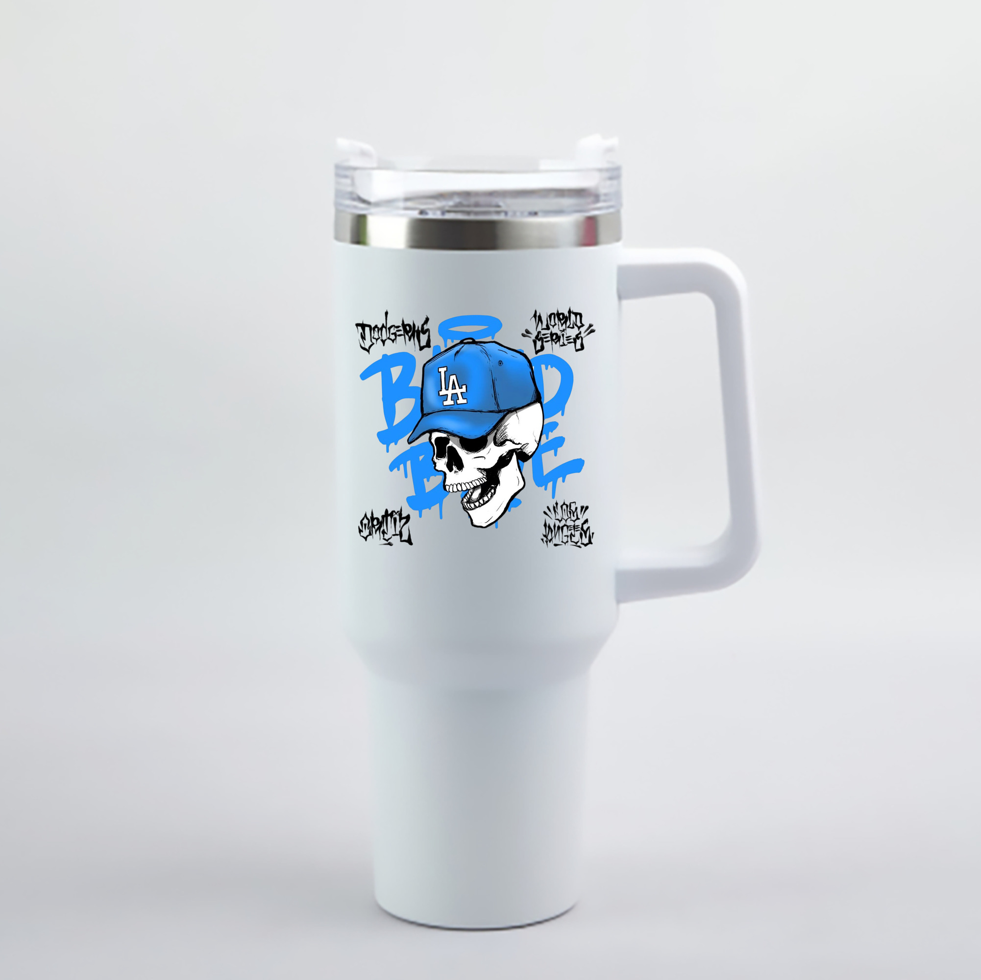  40oz Handle Car Cup With Crystal Sticker Design – Durable Stainless Steel Travel Mug With Reusable Straw – Double Wall Insulated