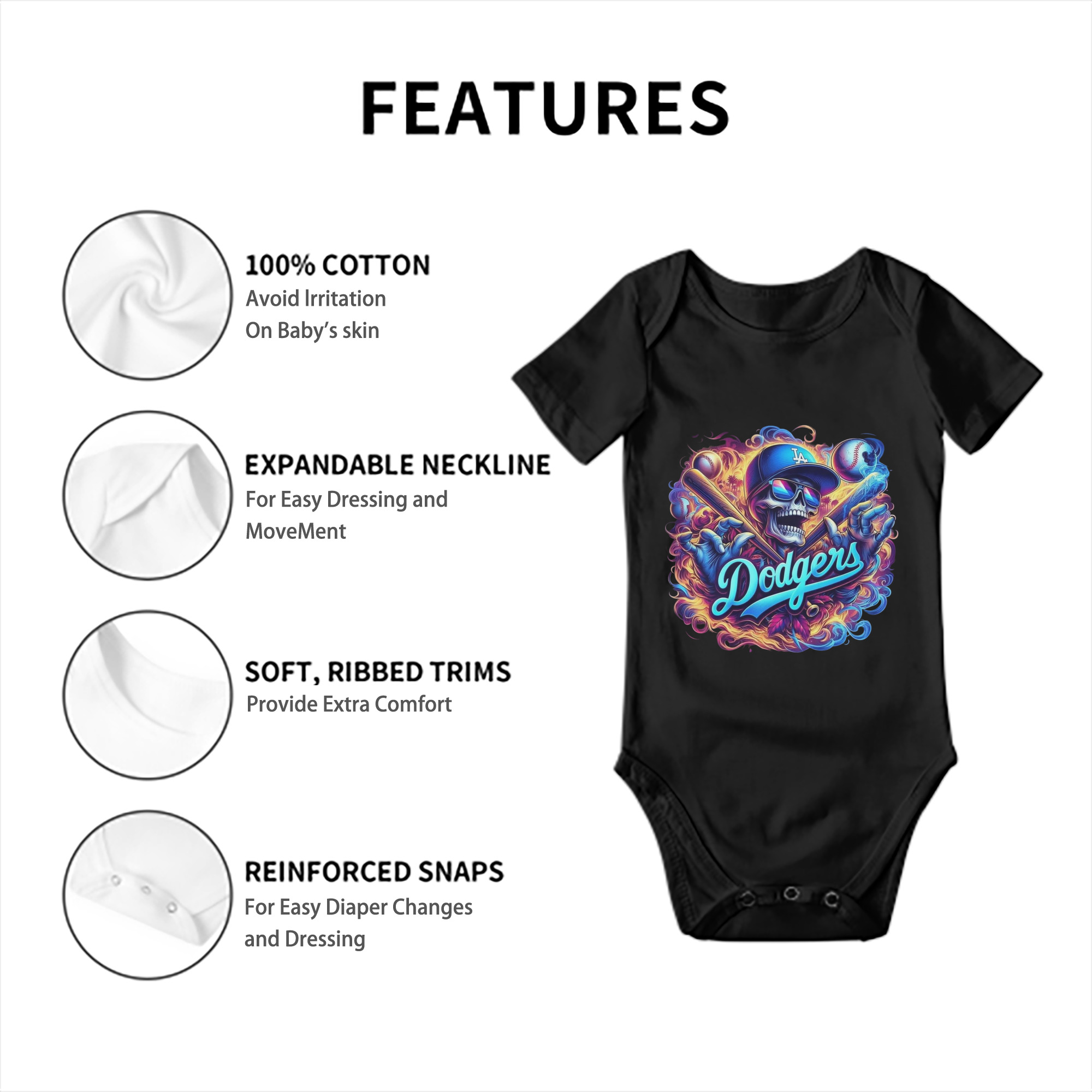  Baby Short Sleeve Romper – 100% Cotton Soft & Breathable Digital Print Onesie With Easy Snap Closure And Envelope Shoulder – Comfortable For Daily Wear & Travel