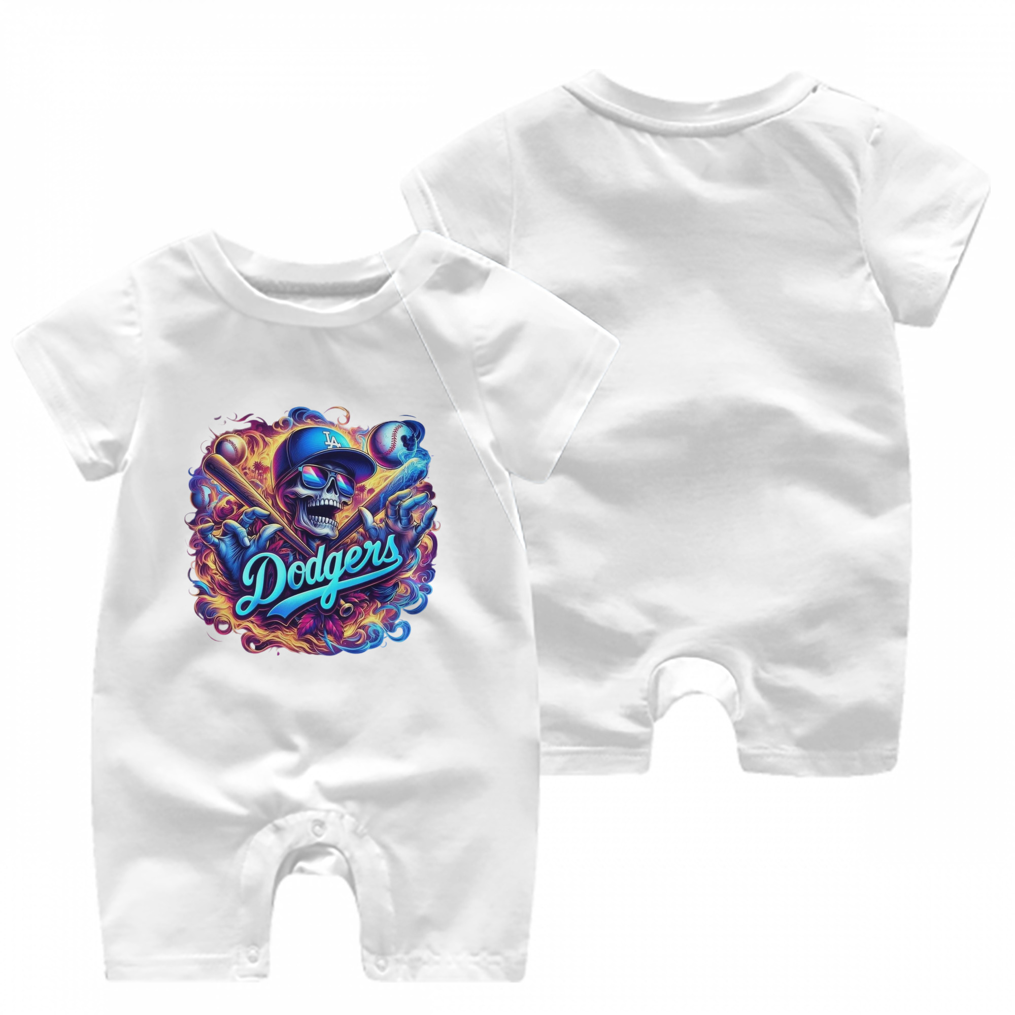  Baby Short Sleeve Onesie – 100% Cotton Soft & Breathable Digital Print Romper – Double-Sided Print, Snap Closure For Easy Diaper Changes – Comfortable For Boys & Girls